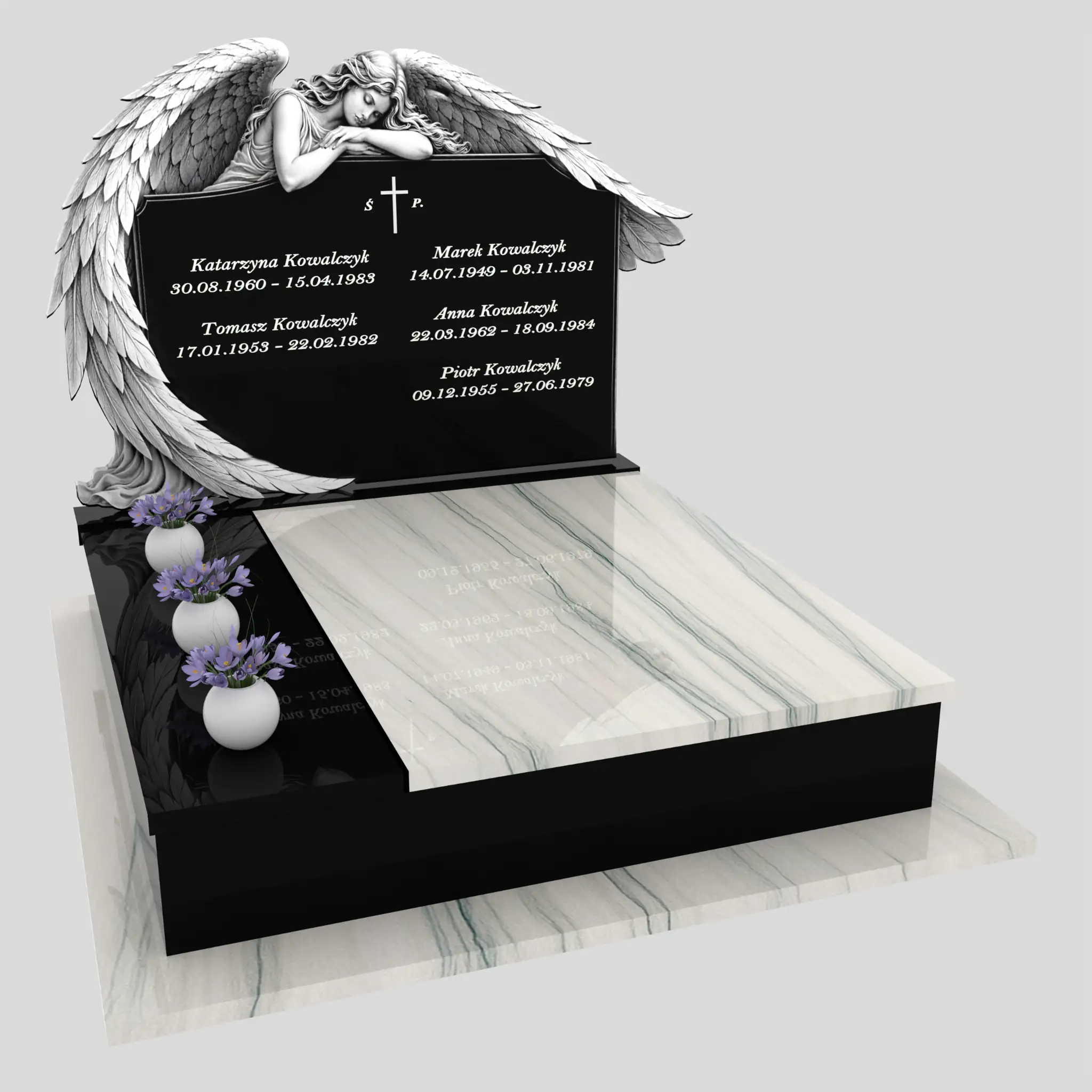 Nagrobek podwójny z grawerem anioła KD 71 zdjęcie 80