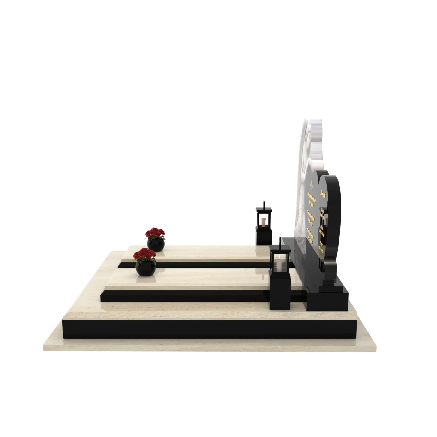 Nagrobek podwójny z rzeźbą anioła i sercem CK 120+360 – photo №3