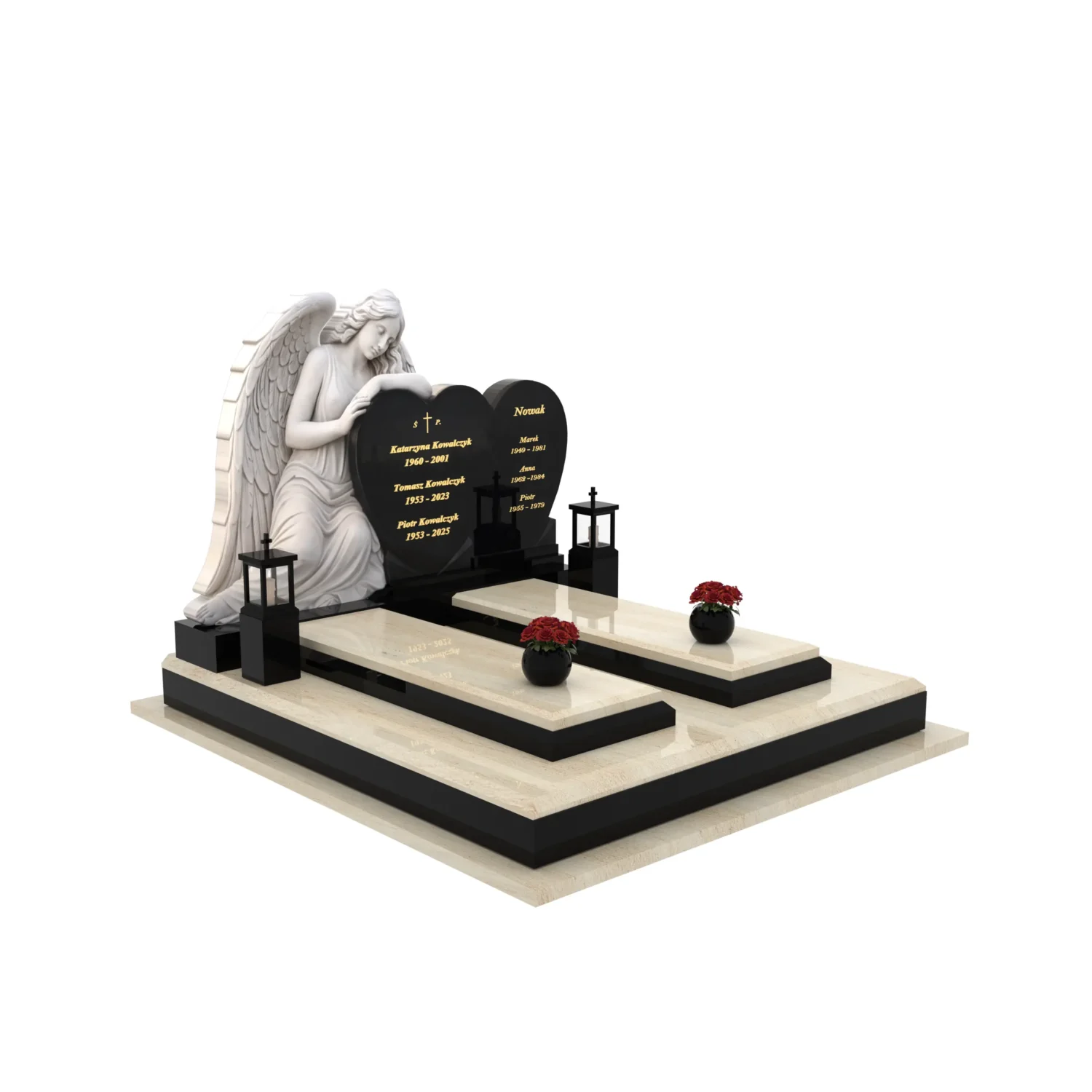 Nagrobek podwójny z rzeźbą anioła i sercem CK 120+360 – photo №11