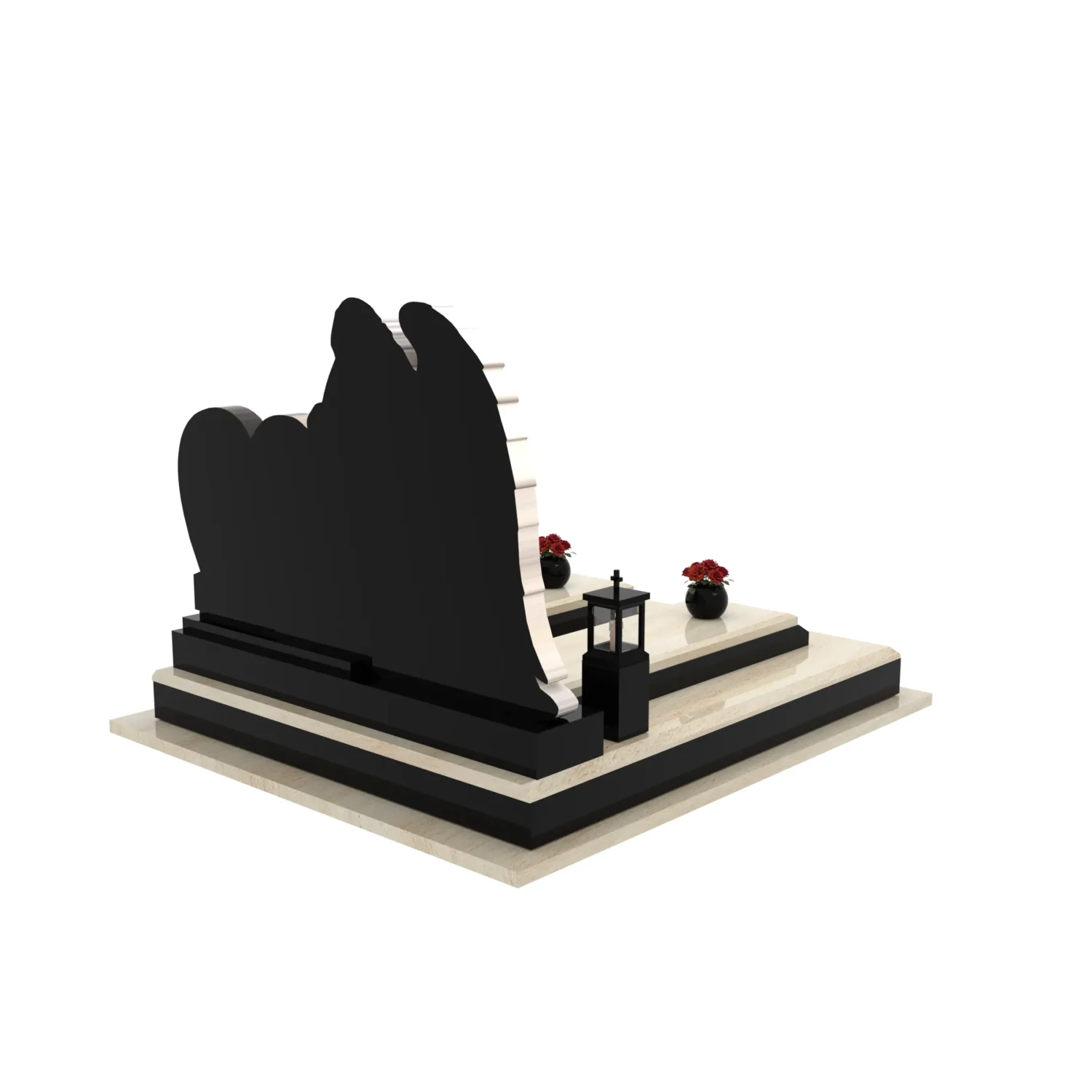 Nagrobek podwójny z rzeźbą anioła i sercem CK 120+360 – photo №7