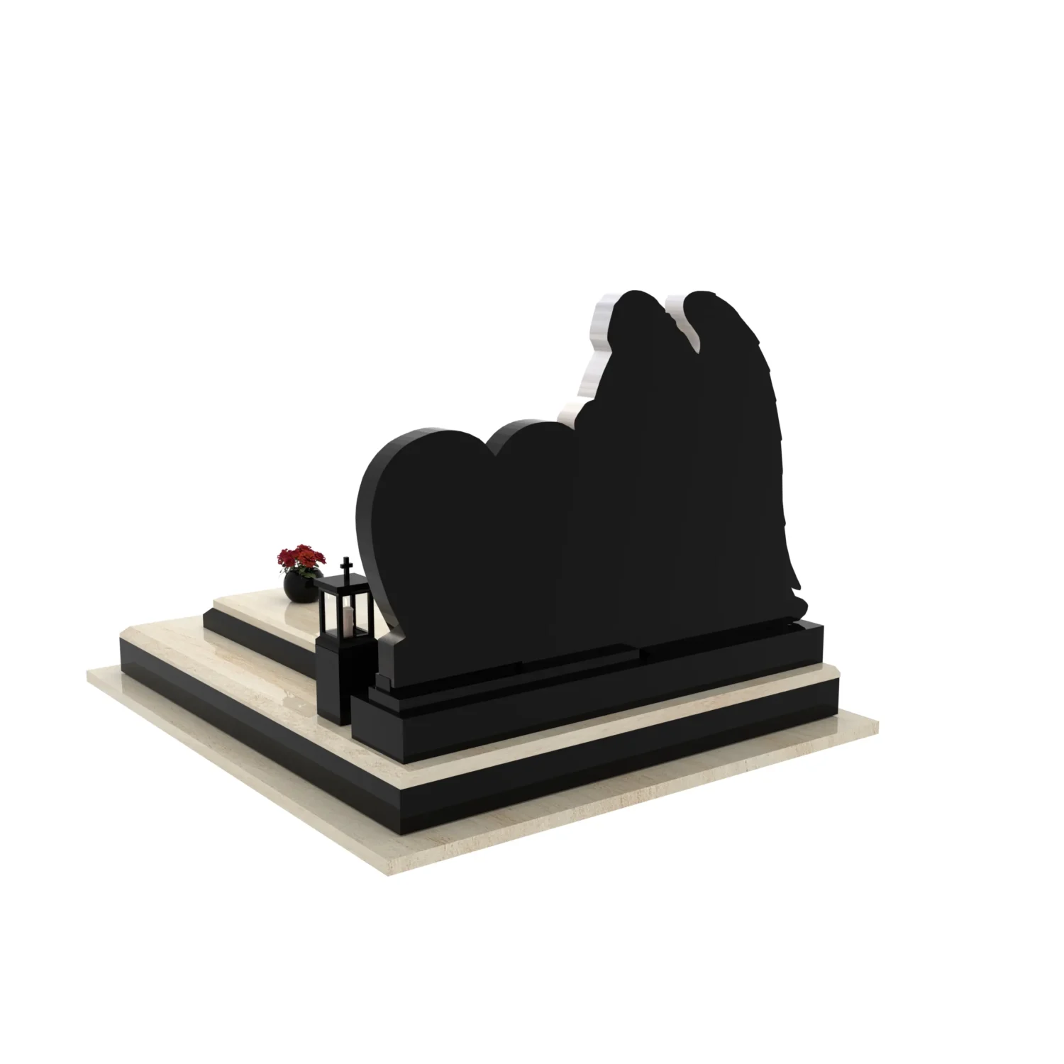 Nagrobek podwójny z rzeźbą anioła i sercem CK 120+360 – photo №5