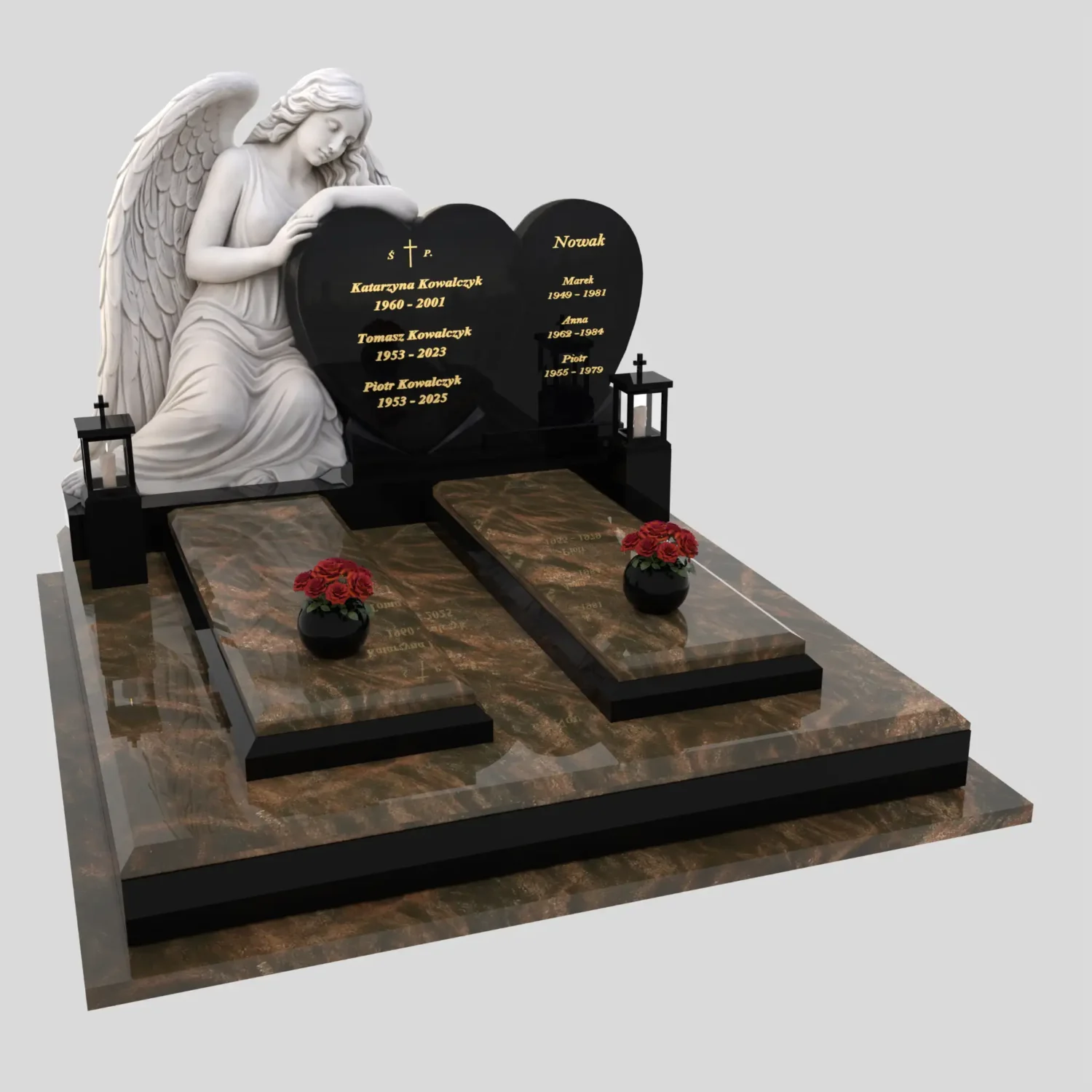 Nagrobek podwójny z rzeźbą anioła i sercem CK 120 zdjęcie 93