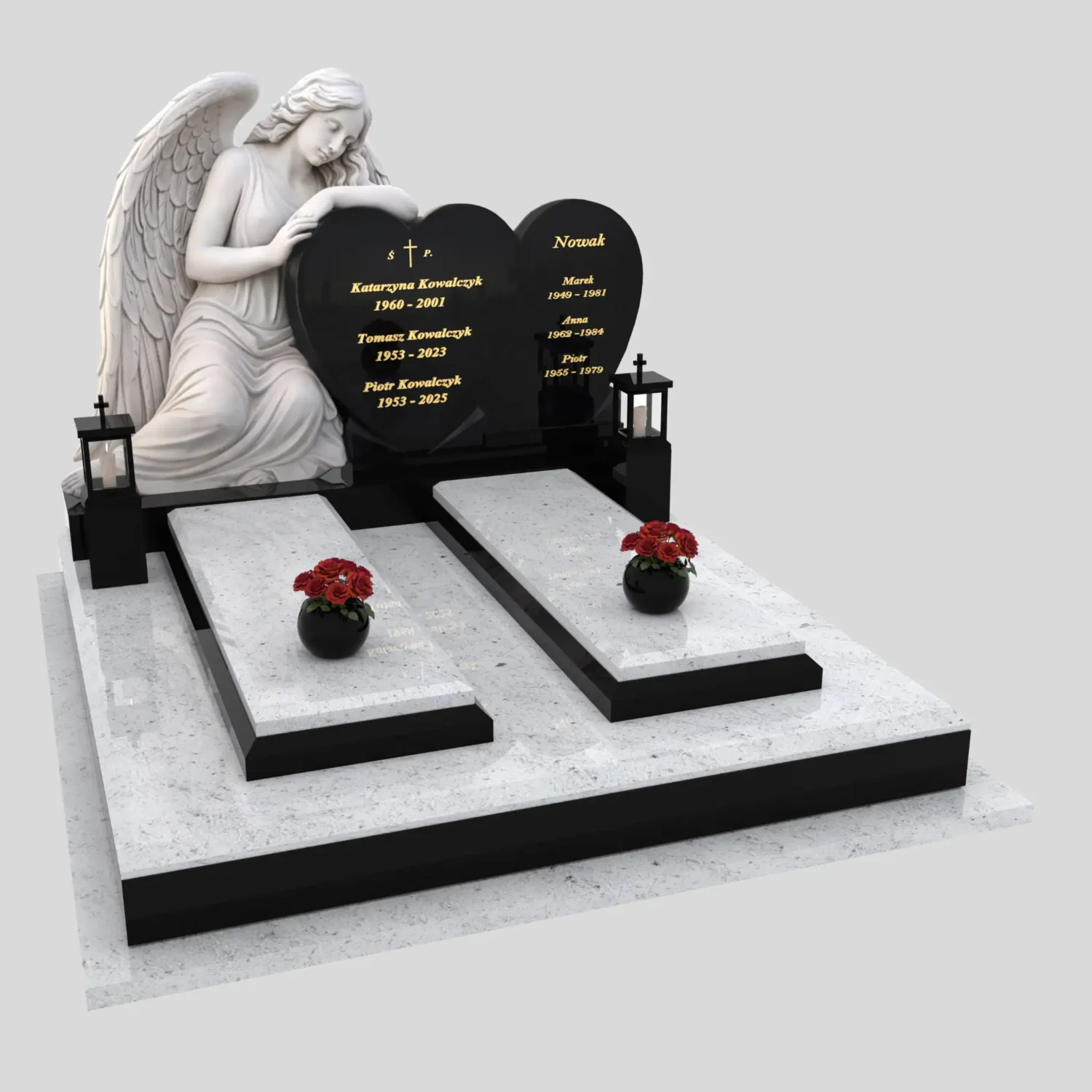Nagrobek podwójny z rzeźbą anioła i sercem CK 120 zdjęcie 91