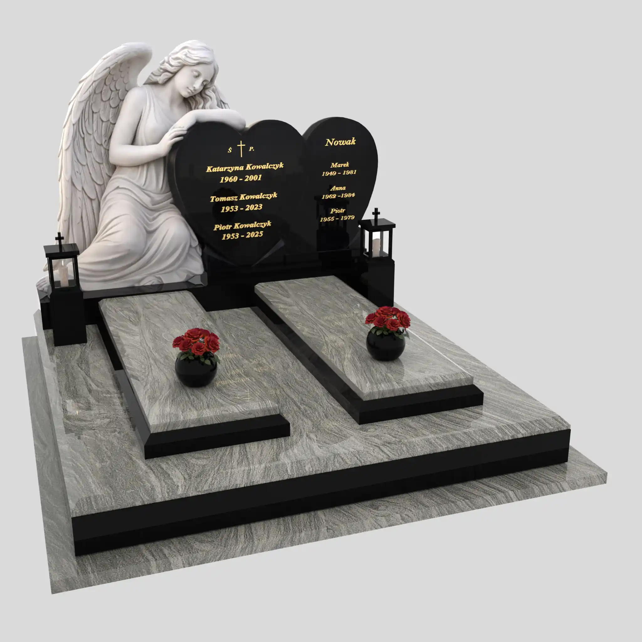 Nagrobek podwójny z rzeźbą anioła i sercem CK 120 zdjęcie 89