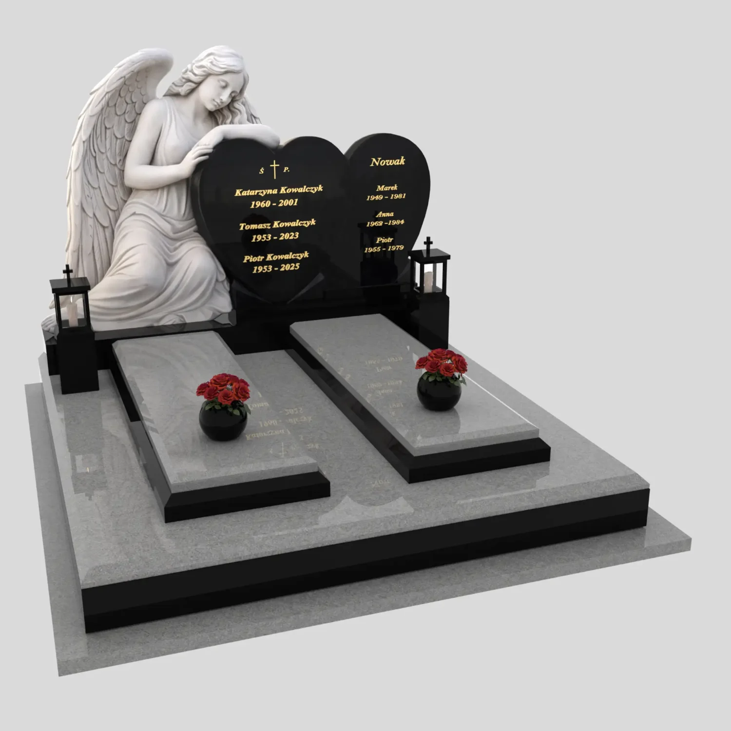 Nagrobek podwójny z rzeźbą anioła i sercem CK 120 zdjęcie 88