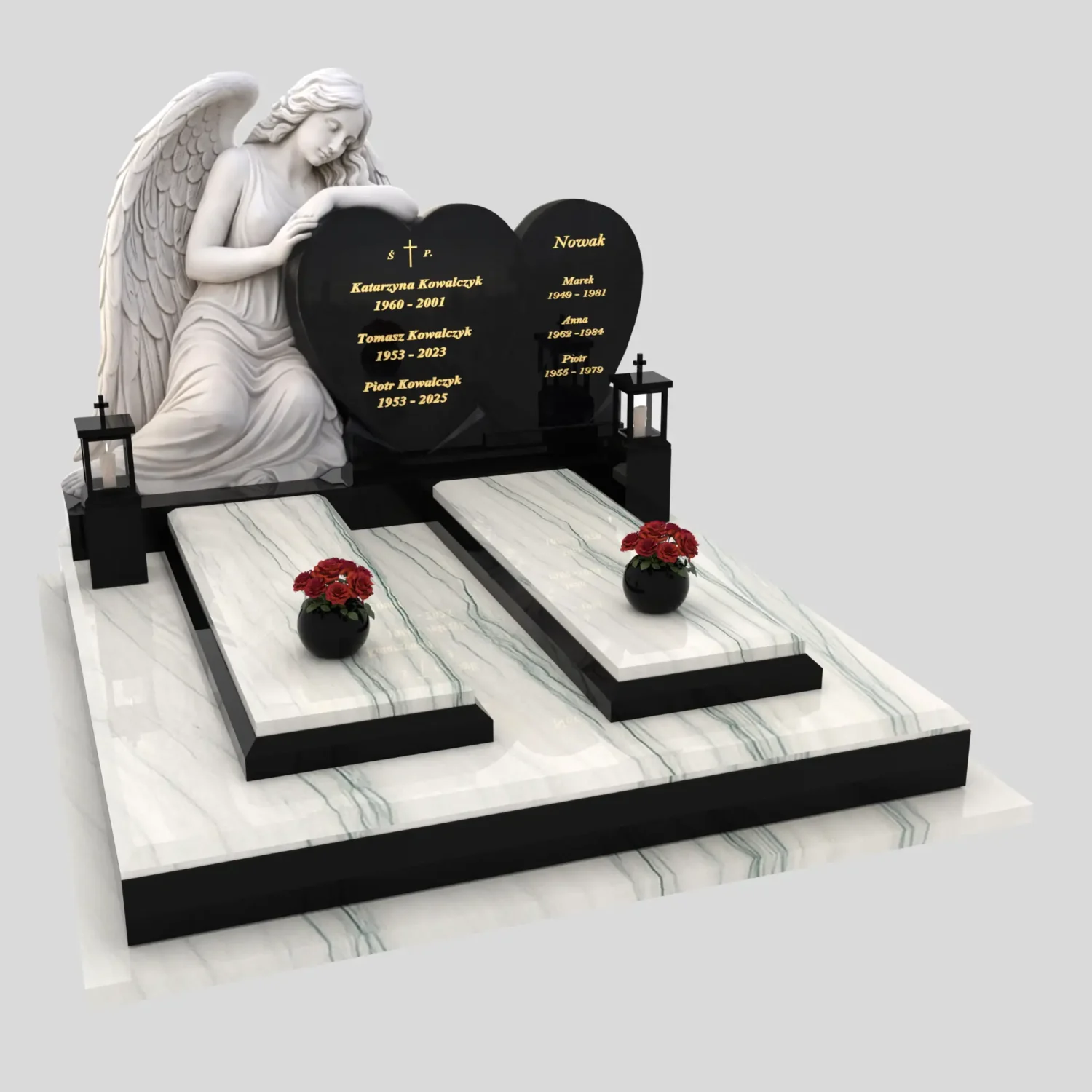 Nagrobek podwójny z rzeźbą anioła i sercem CK 120 zdjęcie 87