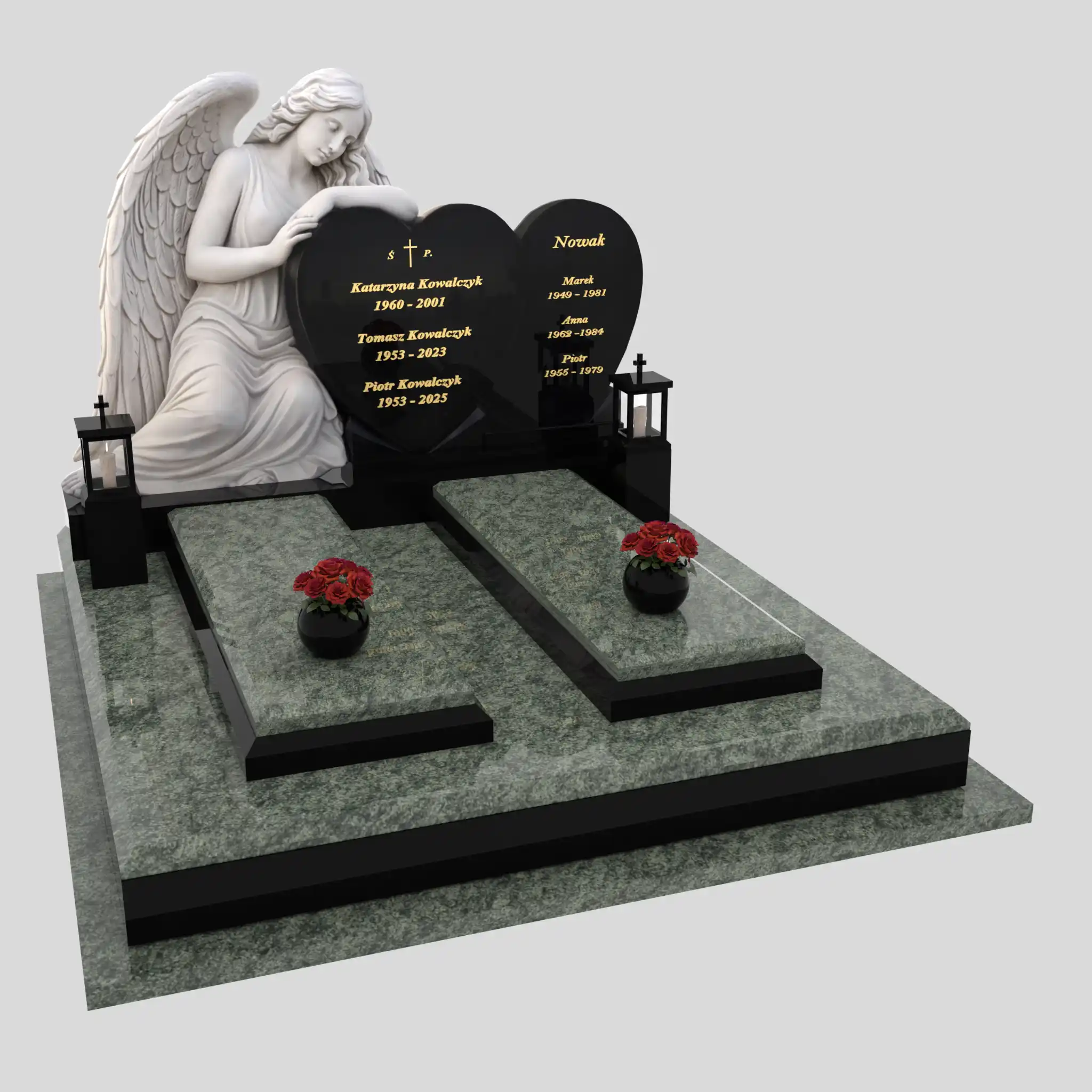 Nagrobek podwójny z rzeźbą anioła i sercem CK 120 zdjęcie 86