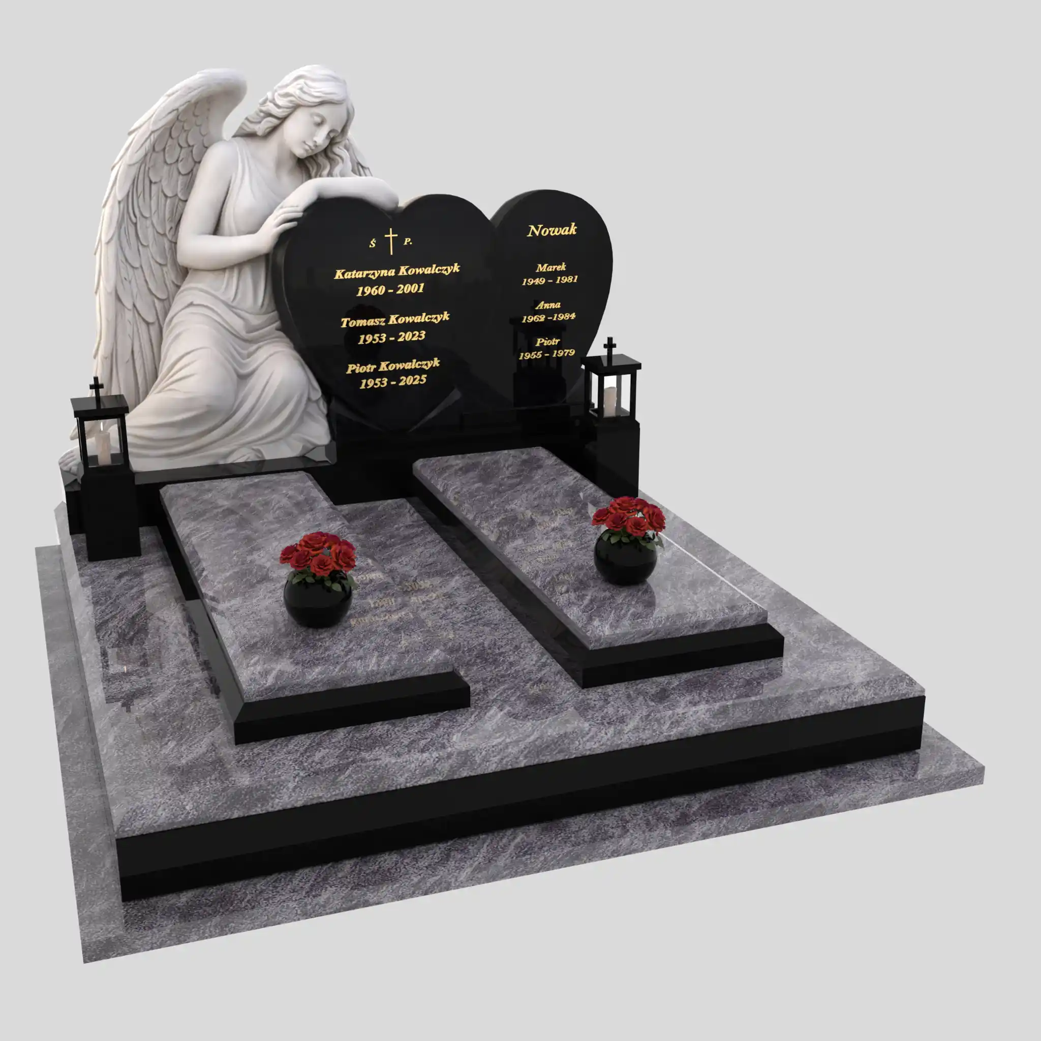 Nagrobek podwójny z rzeźbą anioła i sercem CK 120 zdjęcie 85