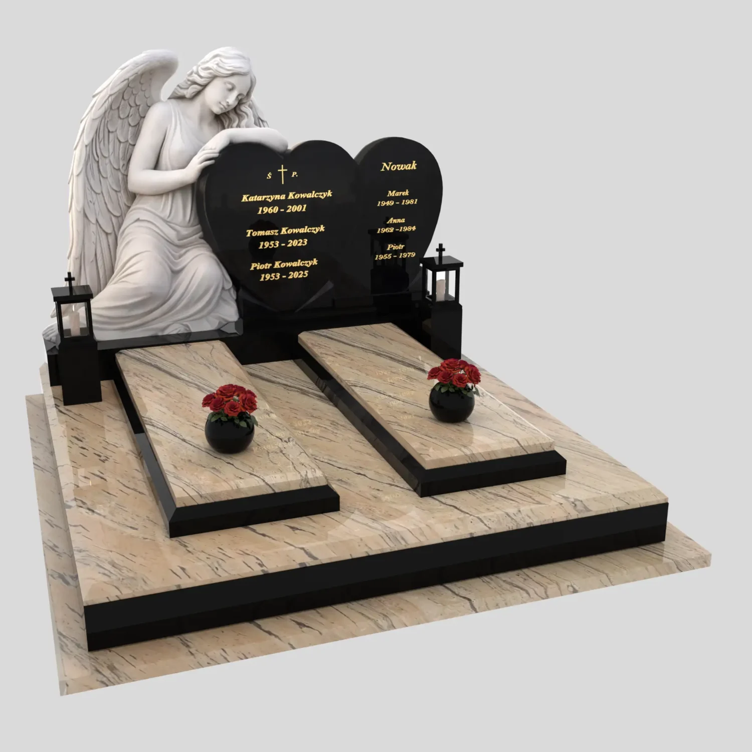 Nagrobek podwójny z rzeźbą anioła i sercem CK 120 zdjęcie 84
