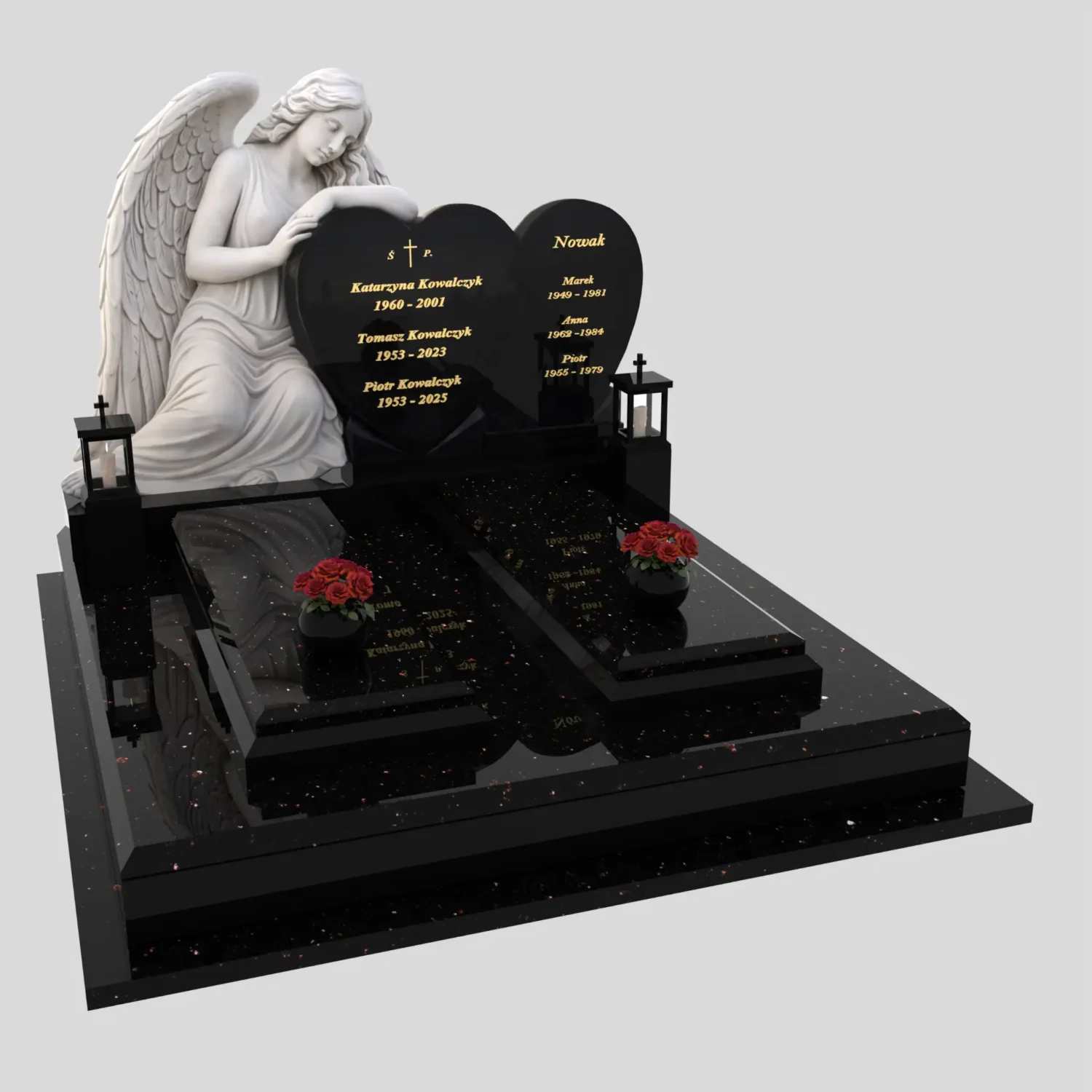 Nagrobek podwójny z rzeźbą anioła i sercem CK 120 zdjęcie 83