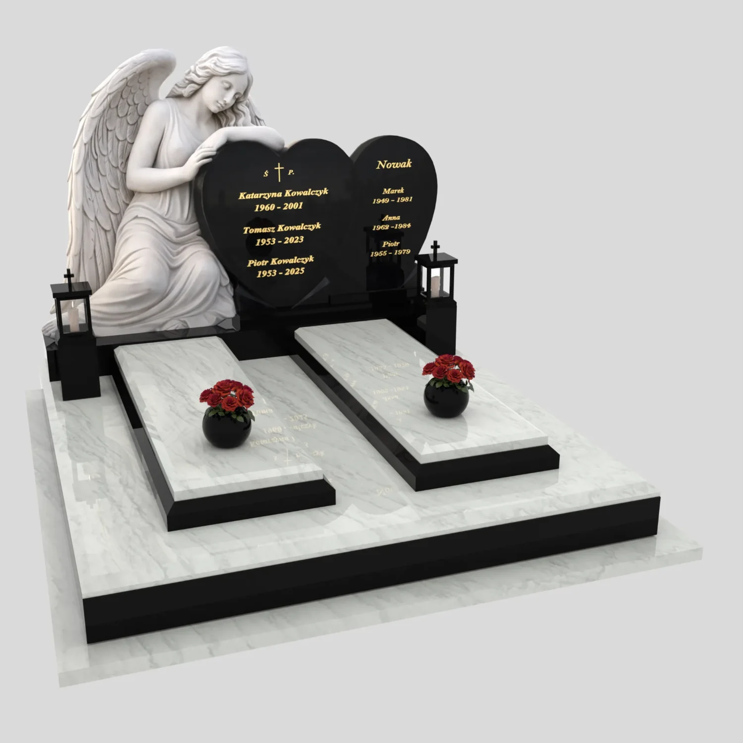 Nagrobek podwójny z rzeźbą anioła i sercem CK 120 zdjęcie 81