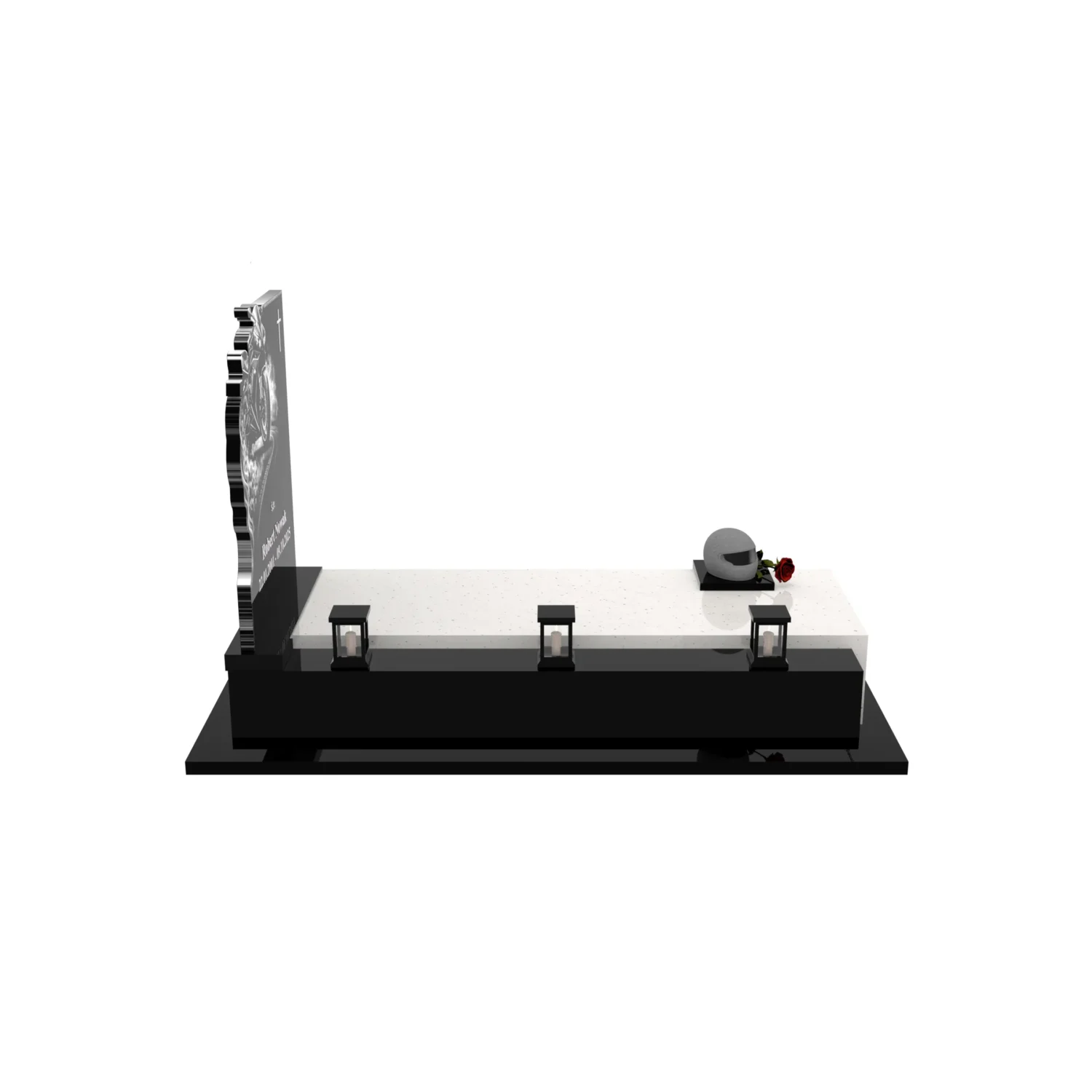 Nagrobek pojedynczy z grawerem motora i rzeźbą kasku K 131+360 – photo №9