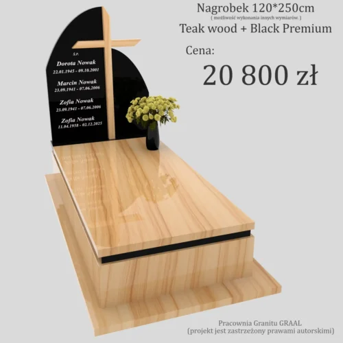 Nagrobki Warszawa | Nagrobki pojedyncze z krzyżem z granitu teak wood