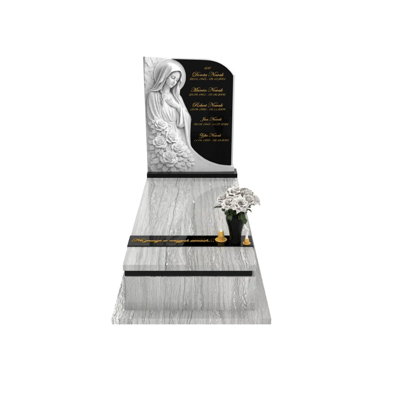 Nagrobek pojedynczy z rzeźbą Matki Boskiej z marmuru CK 186+360 – photo №12