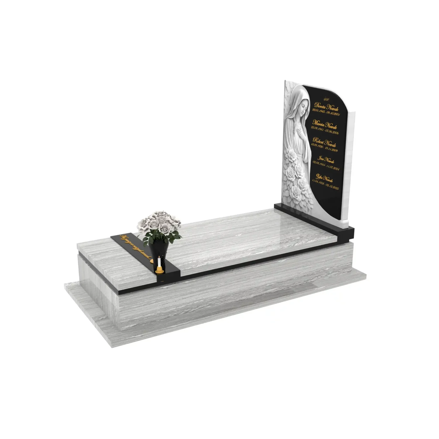 Nagrobek pojedynczy z rzeźbą Matki Boskiej z marmuru CK 186+360 – photo №2