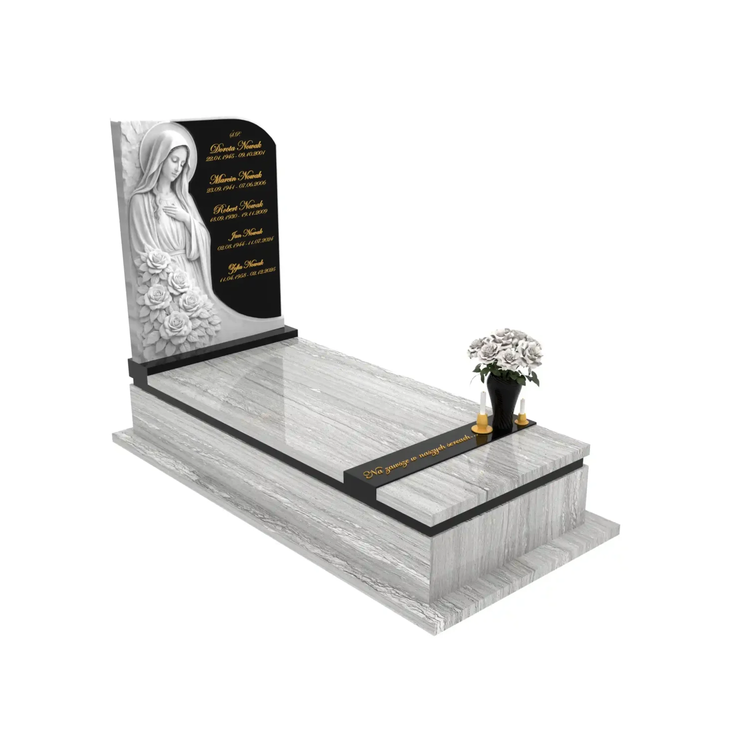 Nagrobek pojedynczy z rzeźbą Matki Boskiej z marmuru CK 186+360 – photo №11