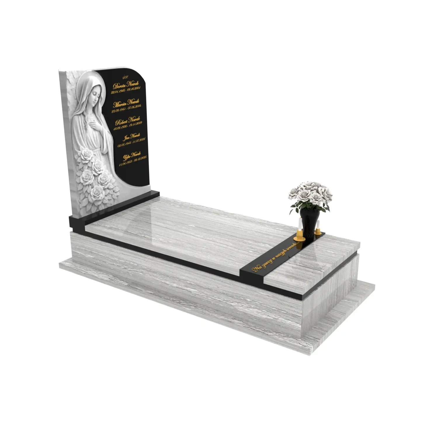 Nagrobek pojedynczy z rzeźbą Matki Boskiej z marmuru CK 186+360 – photo №10