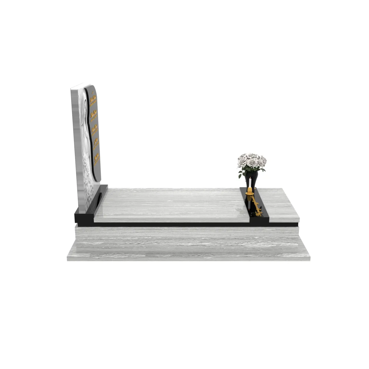 Nagrobek pojedynczy z rzeźbą Matki Boskiej z marmuru CK 186+360 – photo №9