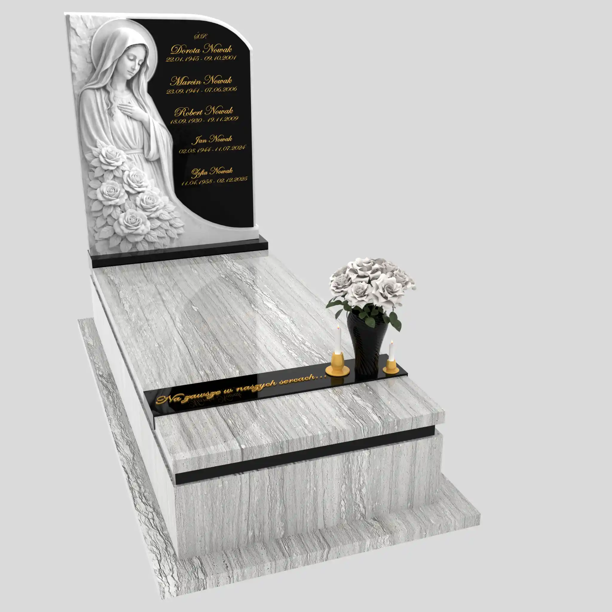 Nagrobek pojedynczy z rzeźbą Matki Boskiej z marmuru CK 186 zdjęcie 91