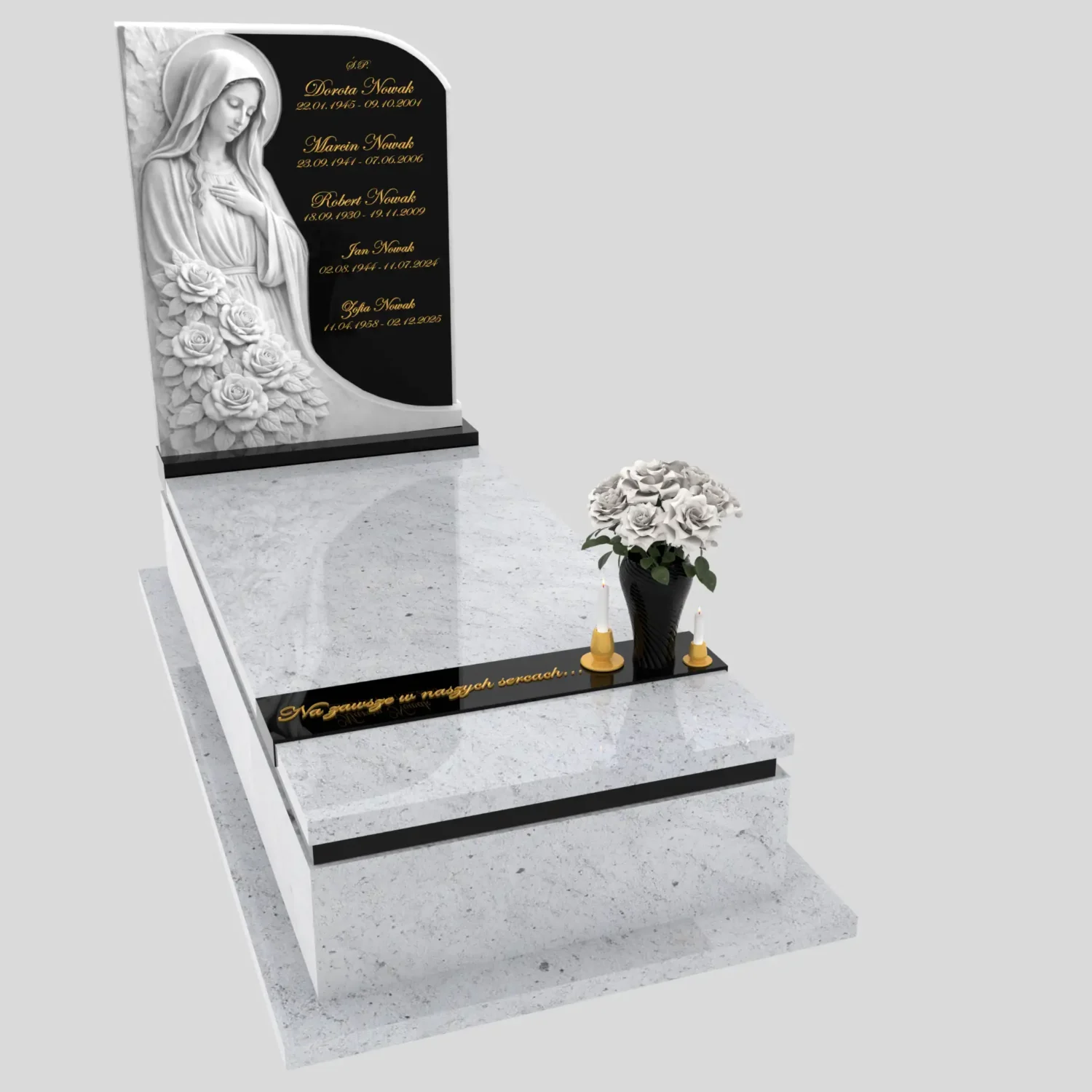 Nagrobek pojedynczy z rzeźbą Matki Boskiej z marmuru CK 186 zdjęcie 90