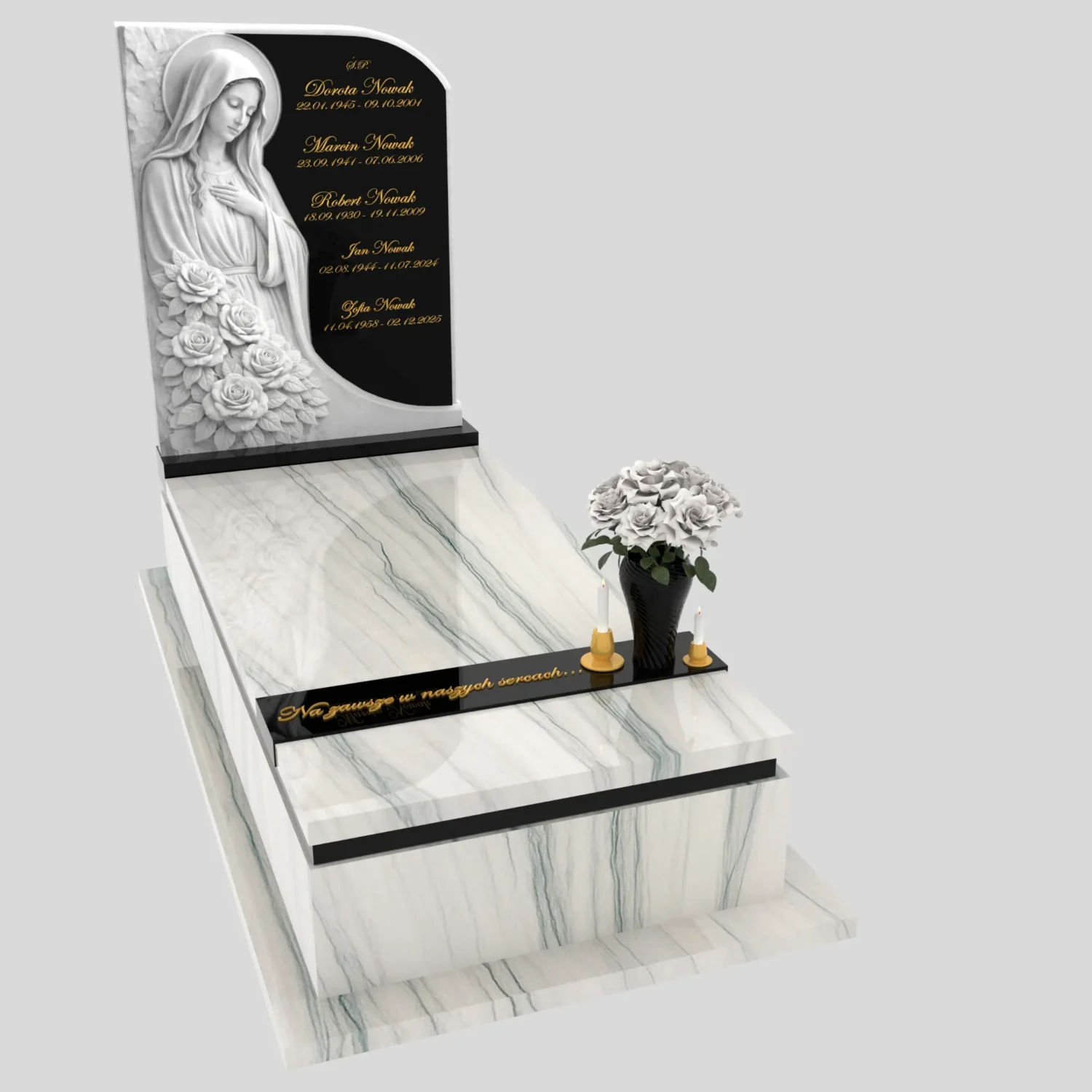 Nagrobek pojedynczy z rzeźbą Matki Boskiej z marmuru CK 186 zdjęcie 88