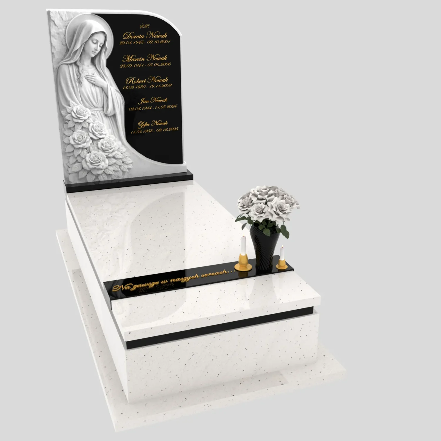 Nagrobek pojedynczy z rzeźbą Matki Boskiej z marmuru CK 186 zdjęcie 83