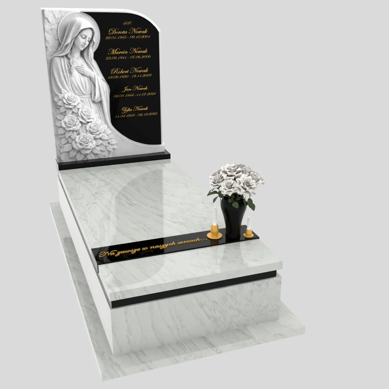 Nagrobek pojedynczy z rzeźbą Matki Boskiej z marmuru CK 186 zdjęcie 82