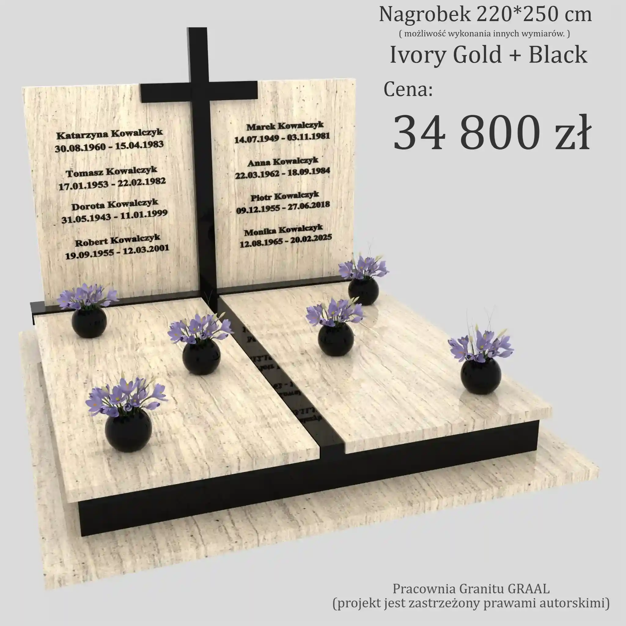 Nagrobek podwójny z dużym krzyżem KD 76 zdjęcie 33