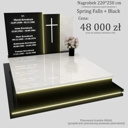 Nagrobki Warszawa | Nagrobki podwójne z oświetleniem z granitu spring falls