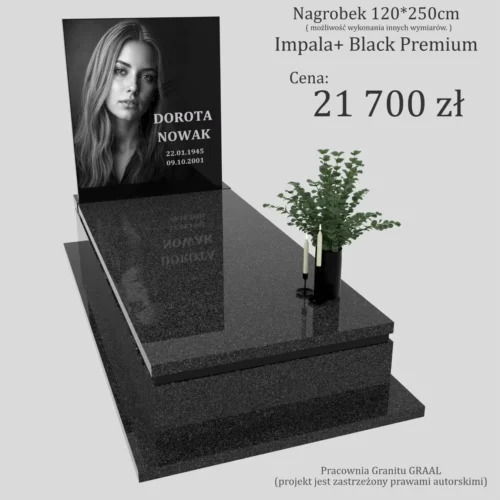 Nagrobki Warszawa | Nagrobki pojedyncze z grawerem portretu z granitu impala