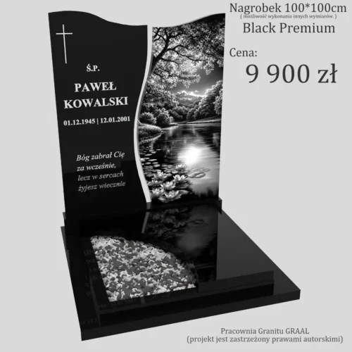 Nagrobki Warszawa | Nagrobki urnowe z grawerem natury z granitu black premium