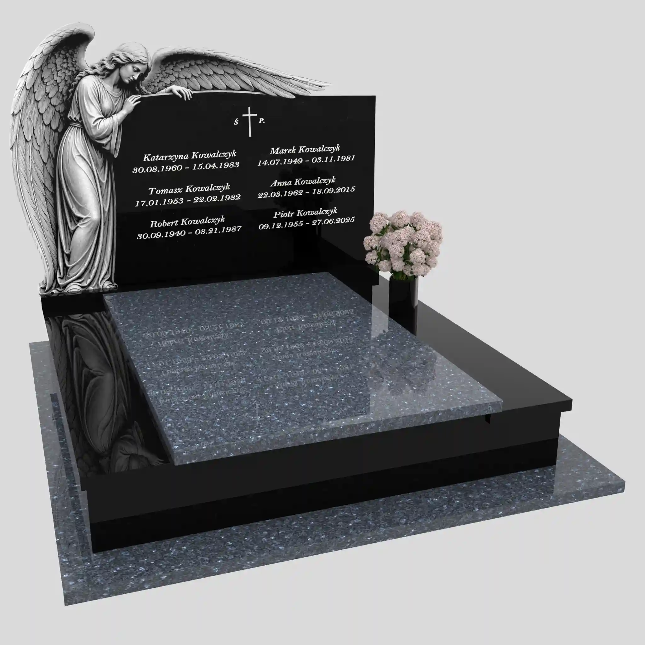 Nagrobek podwójny z grawerem anioła KD 79 zdjęcie 89
