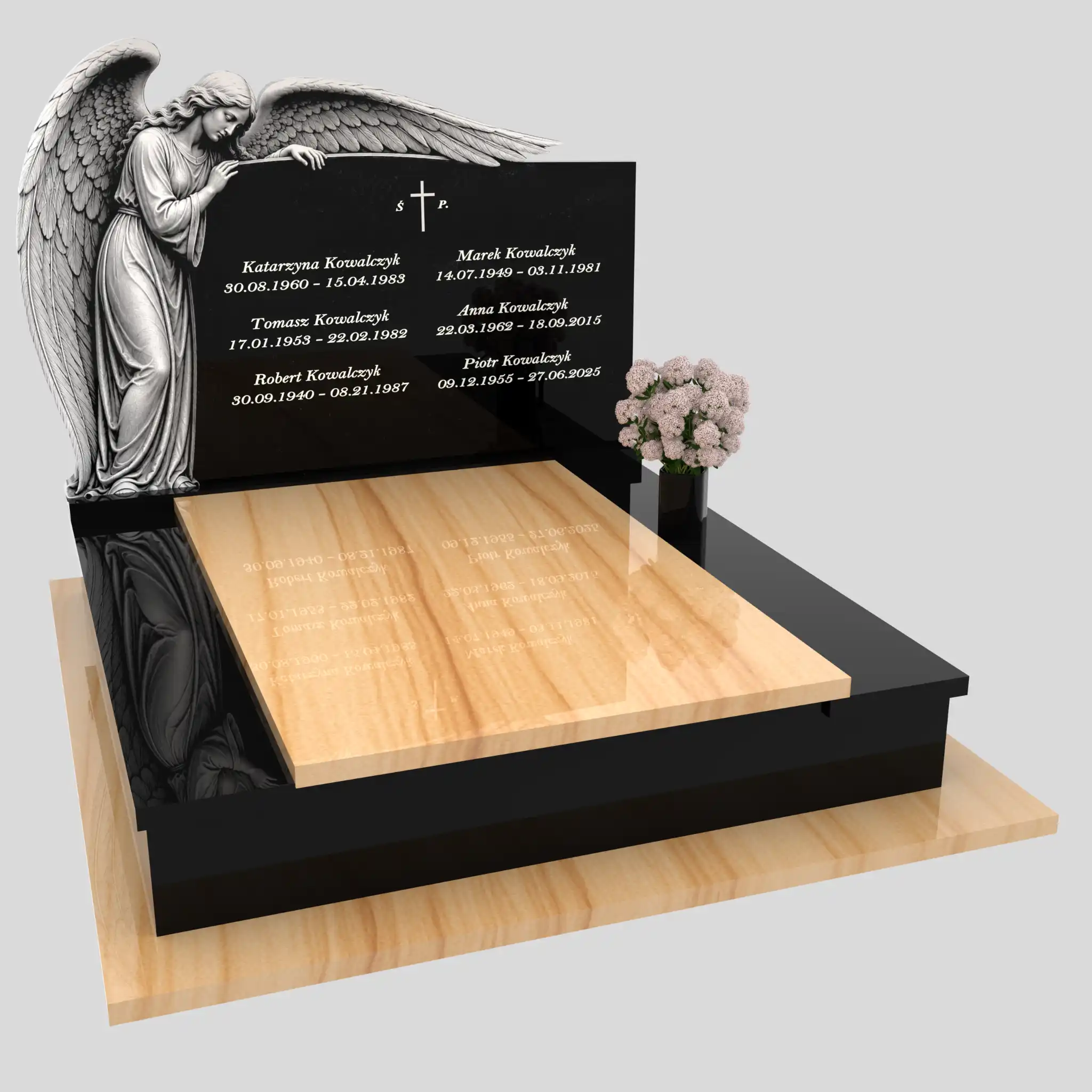 Nagrobek podwójny z grawerem anioła KD 79 zdjęcie 81
