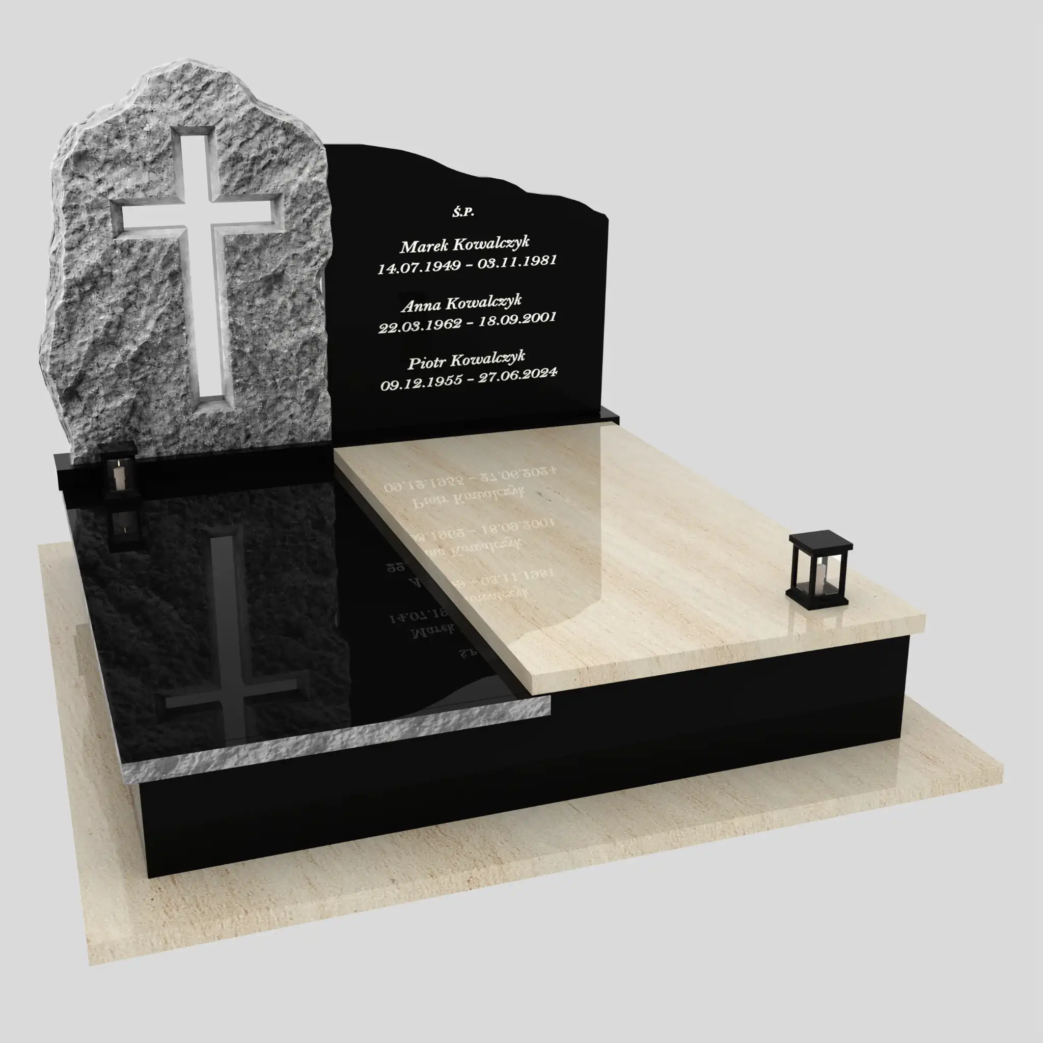 Nagrobek podwójny z rzeźbą krzyża CK 194 zdjęcie 92