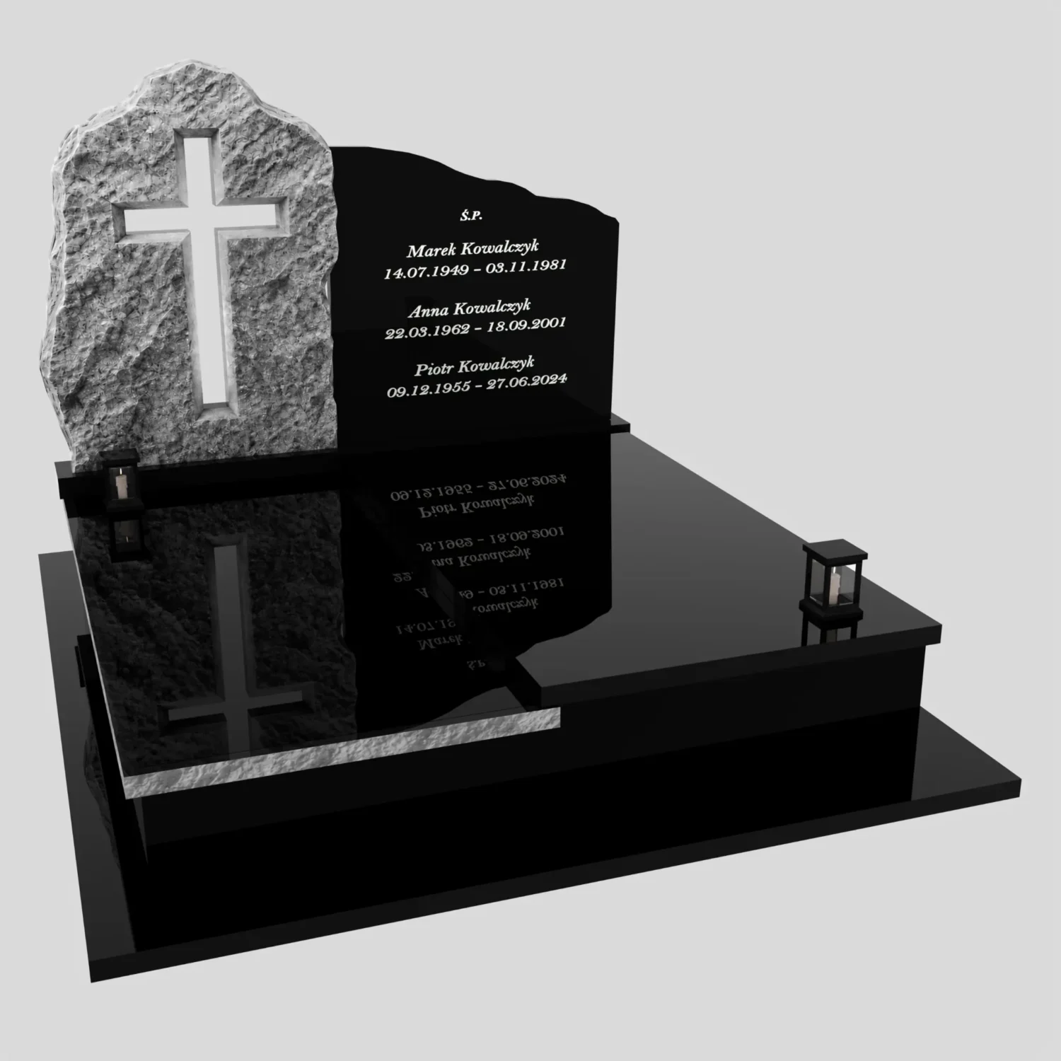 Nagrobek podwójny z rzeźbą krzyża CK 194 zdjęcie 90