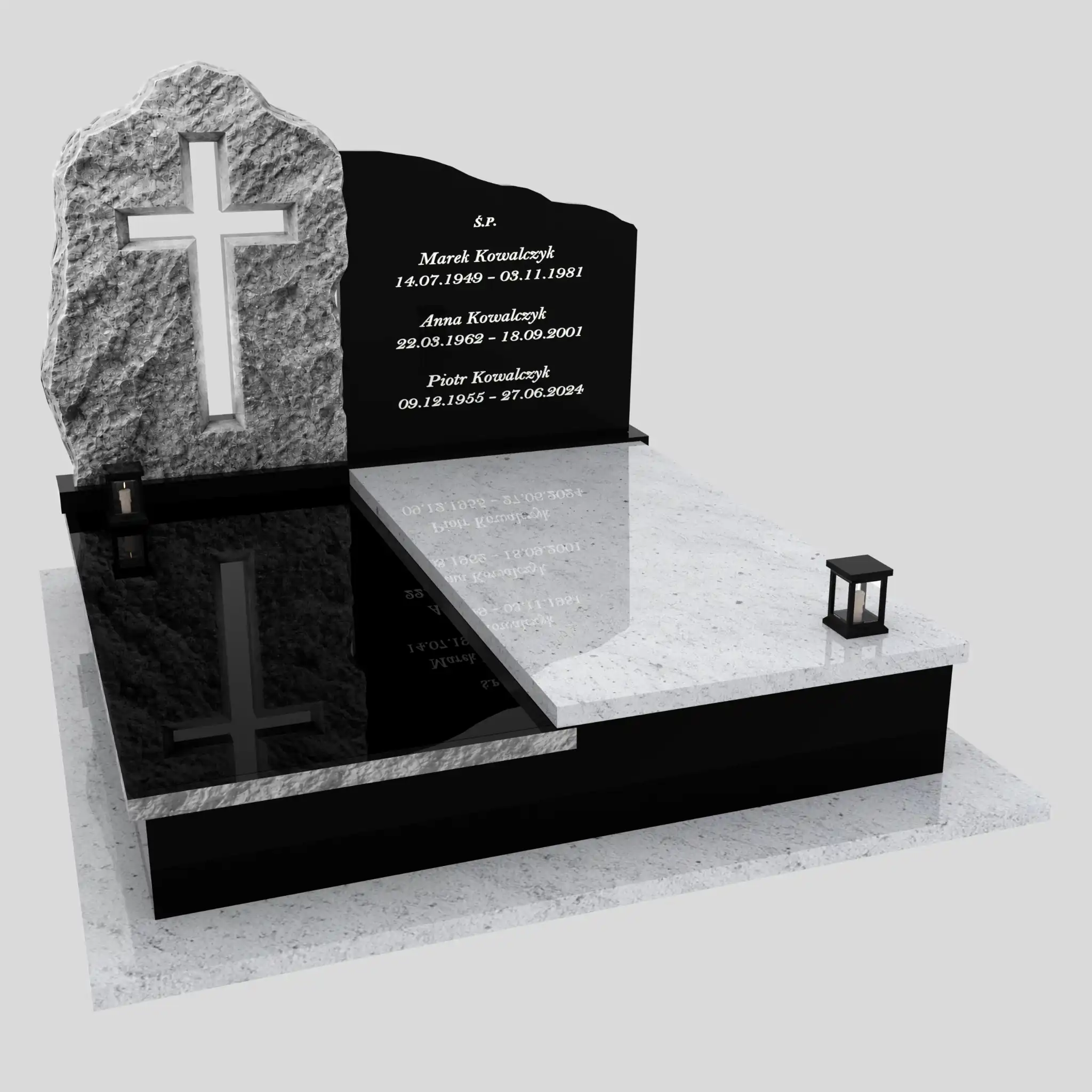Nagrobek podwójny z rzeźbą krzyża CK 194 zdjęcie 87