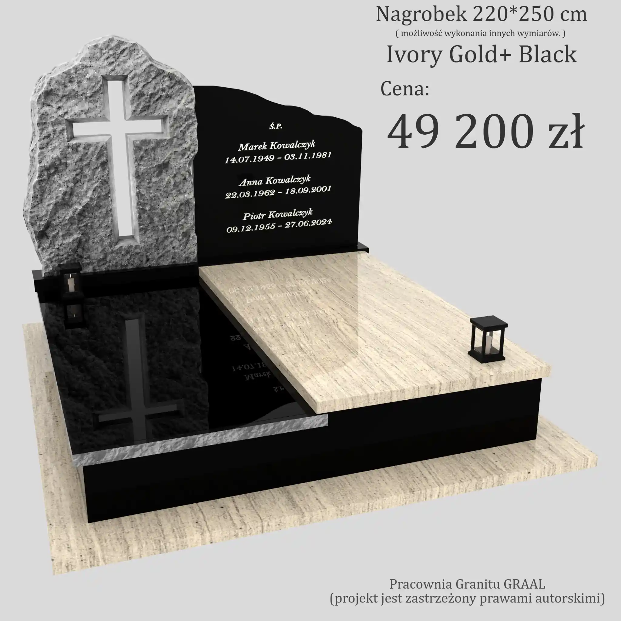 Nagrobek podwójny z rzeźbą krzyża CK 194 zdjęcie 33