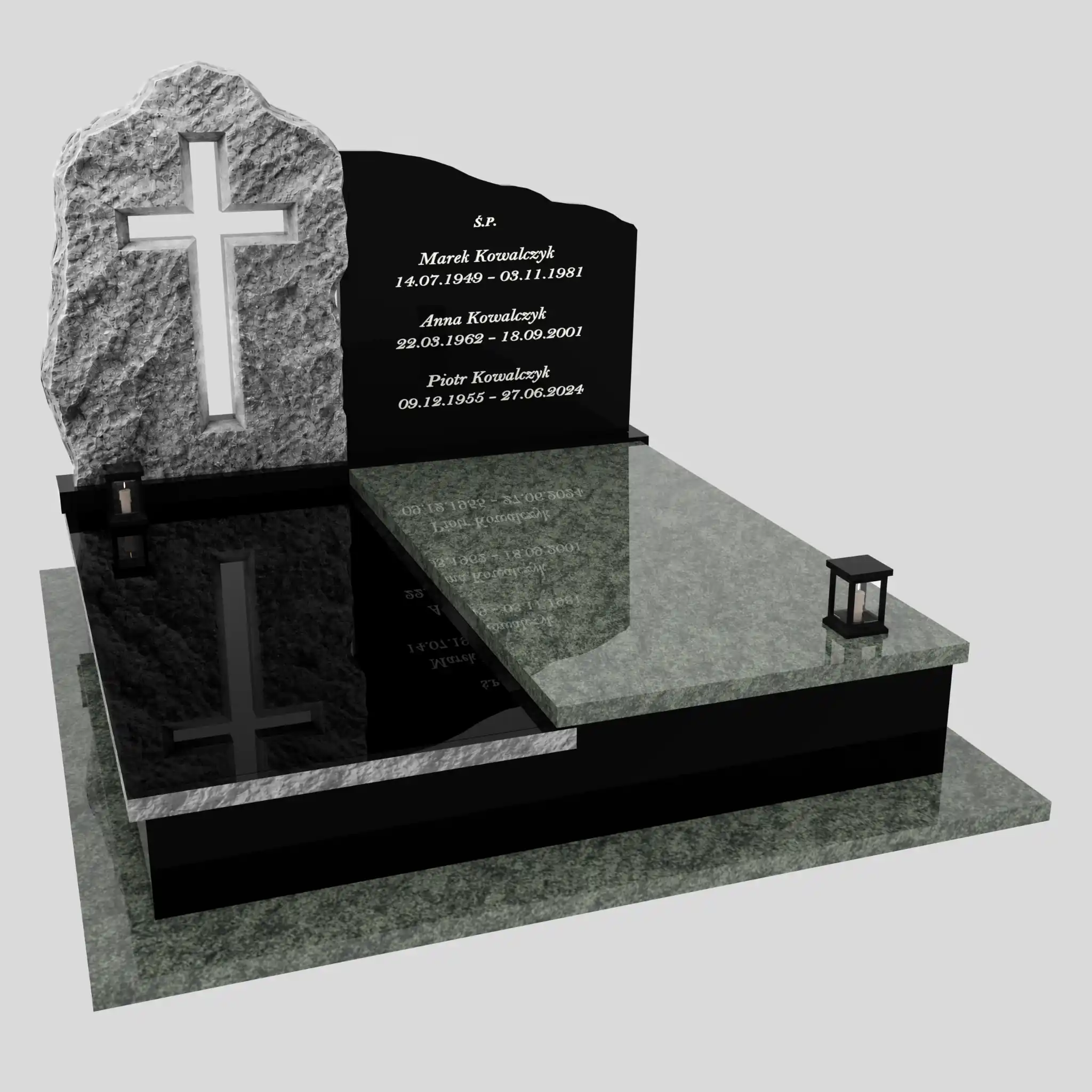 Nagrobek podwójny z rzeźbą krzyża CK 194 zdjęcie 94