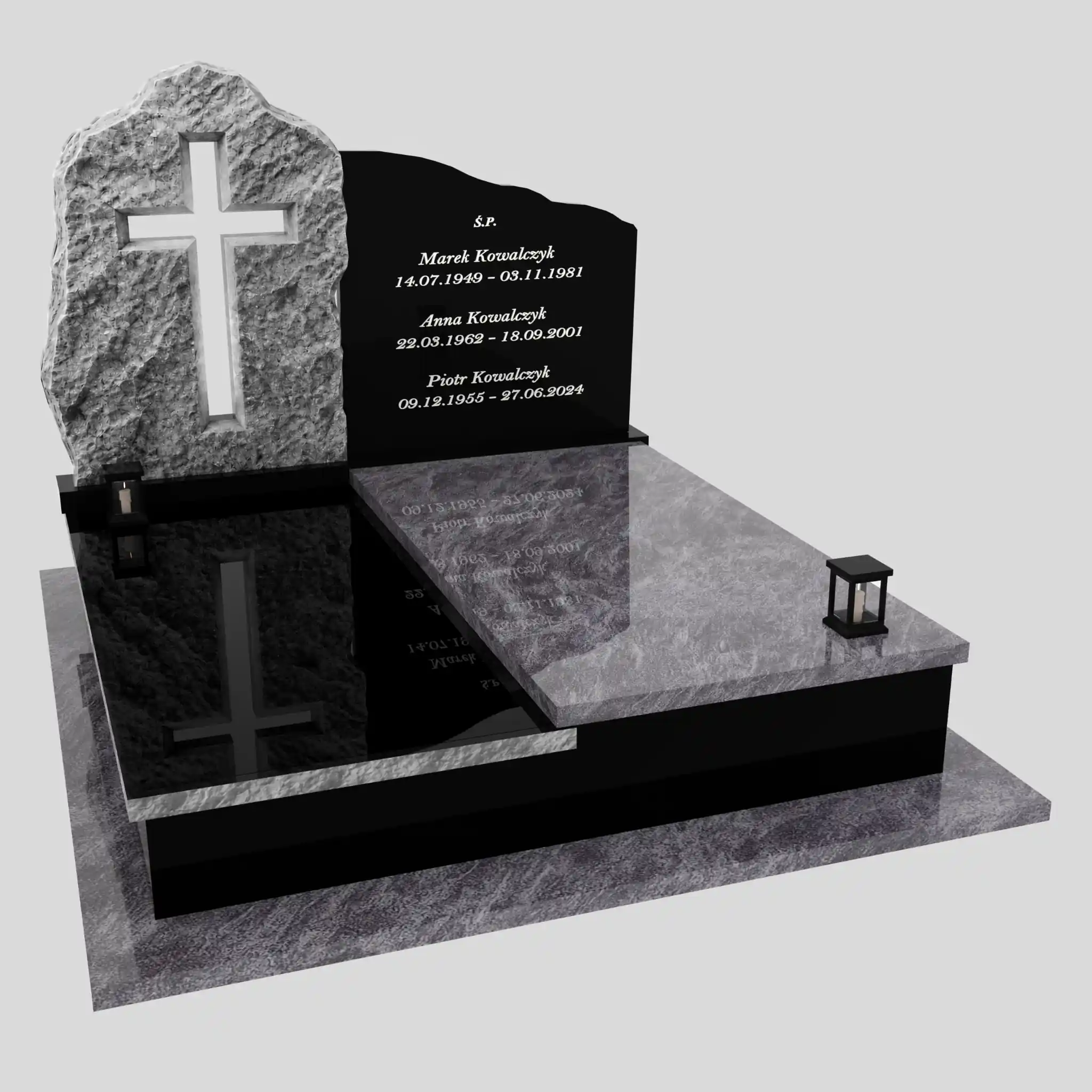 Nagrobek podwójny z rzeźbą krzyża CK 194 zdjęcie 84
