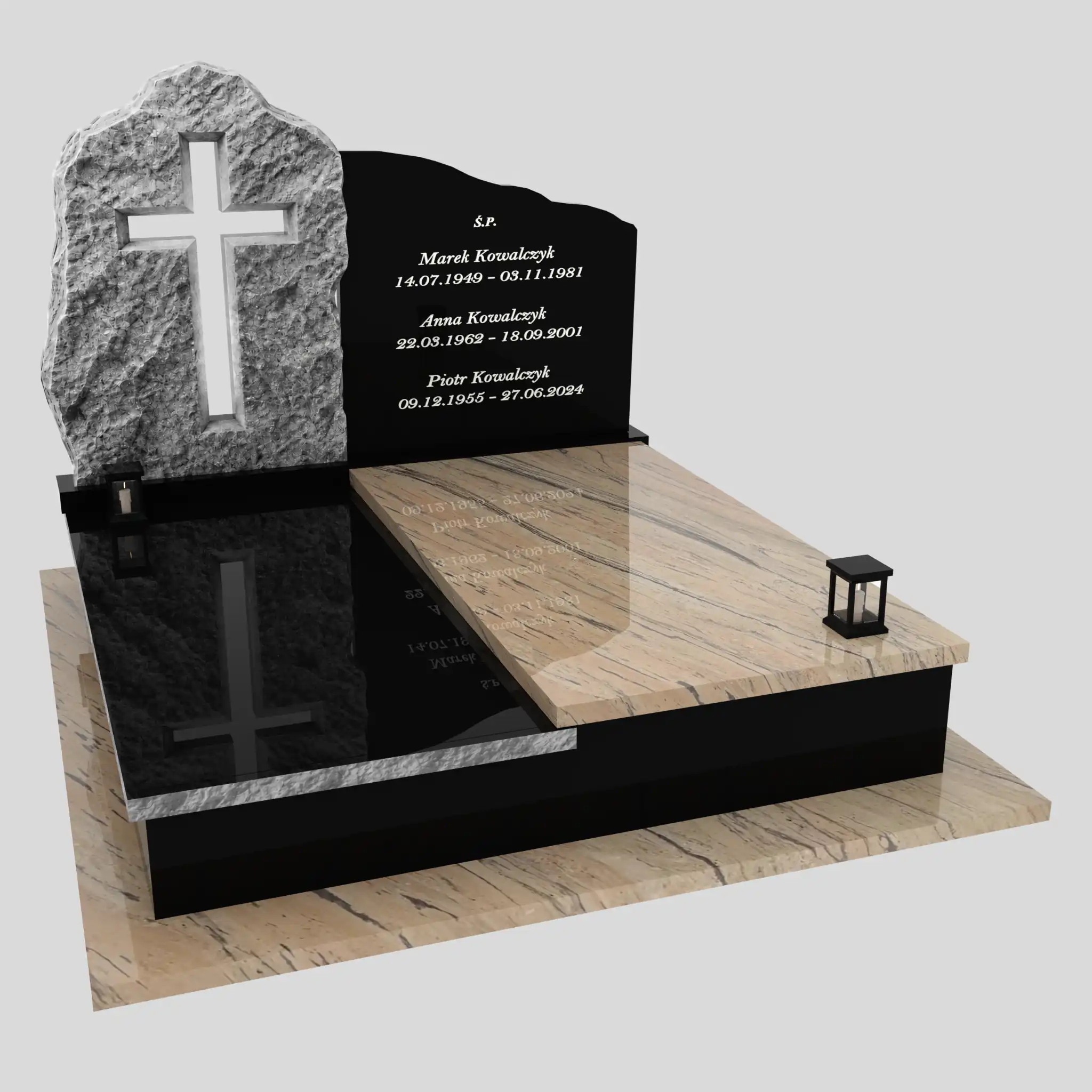 Nagrobek podwójny z rzeźbą krzyża CK 194 zdjęcie 93