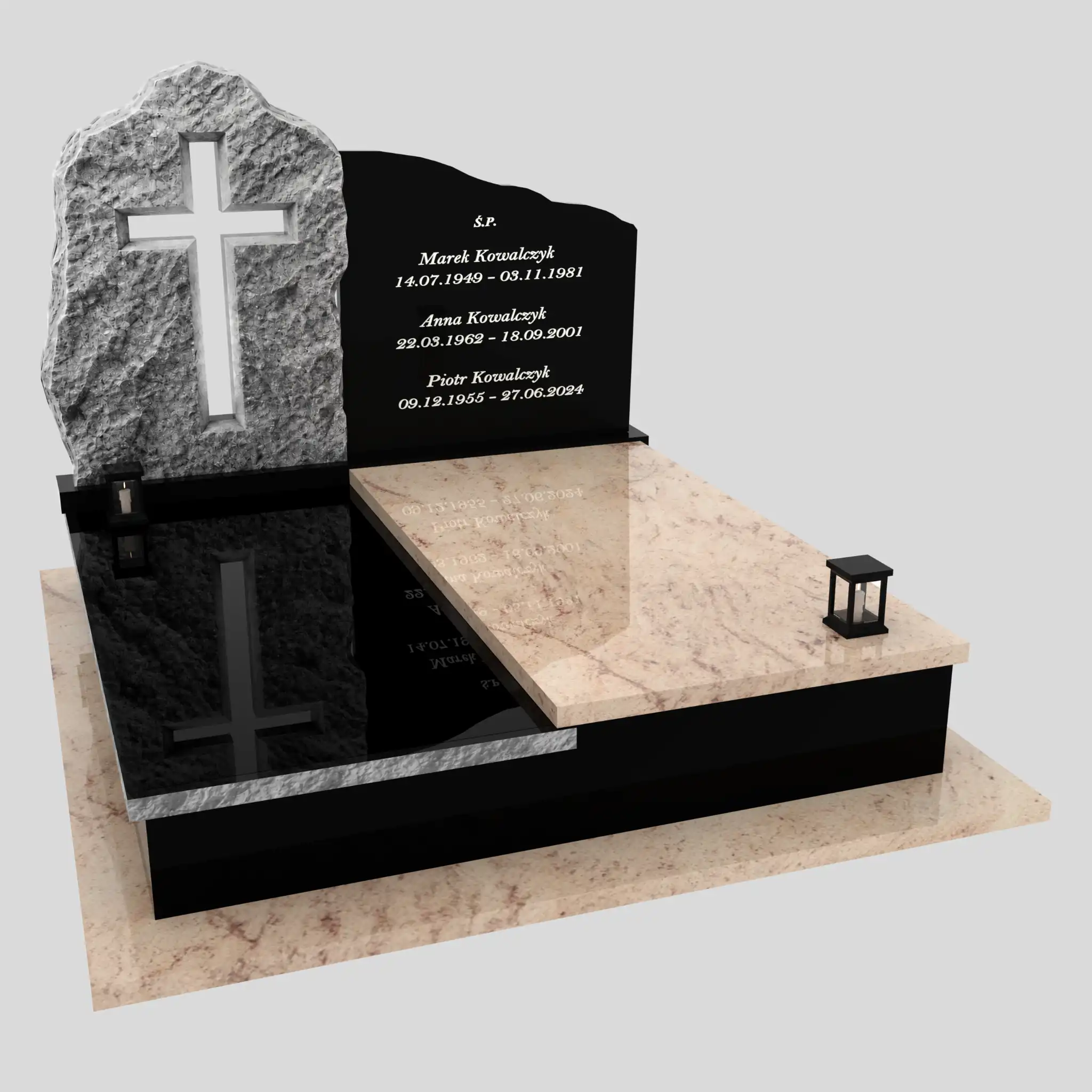 Nagrobek podwójny z rzeźbą krzyża CK 194 zdjęcie 83
