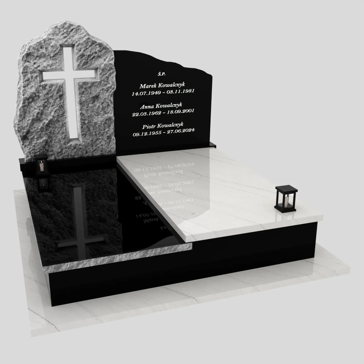 Nagrobek podwójny z rzeźbą krzyża CK 194 zdjęcie 82