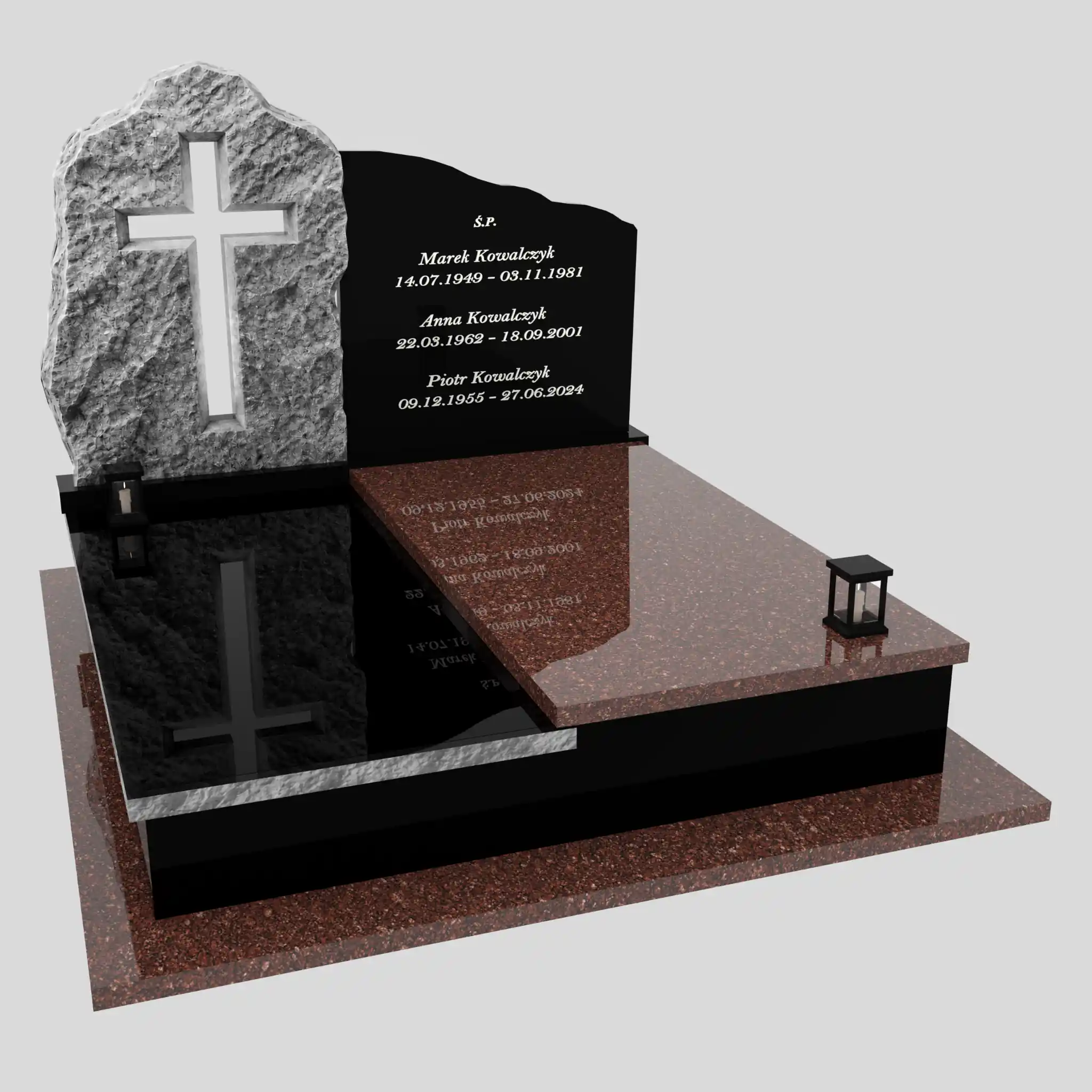 Nagrobek podwójny z rzeźbą krzyża CK 194 zdjęcie 81