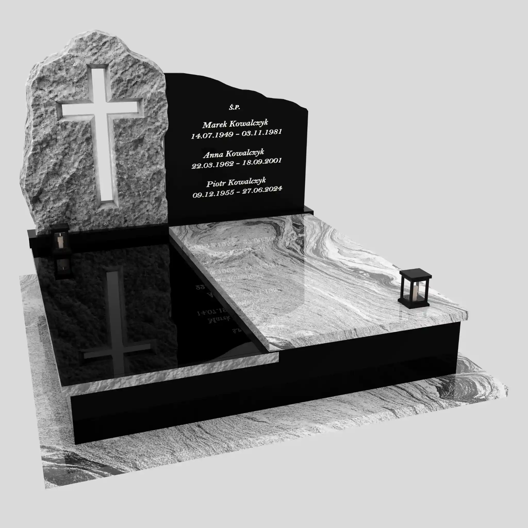 Nagrobek podwójny z rzeźbą krzyża CK 194 zdjęcie 80