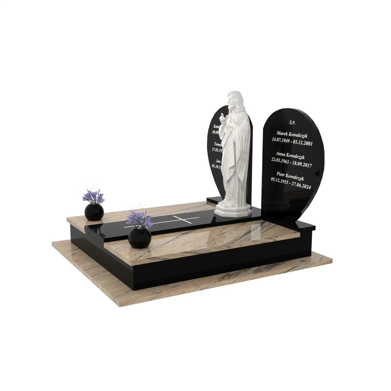 Nagrobek podwójny z sercem i rzeźbą Jezusa CK 197+360 – photo №2