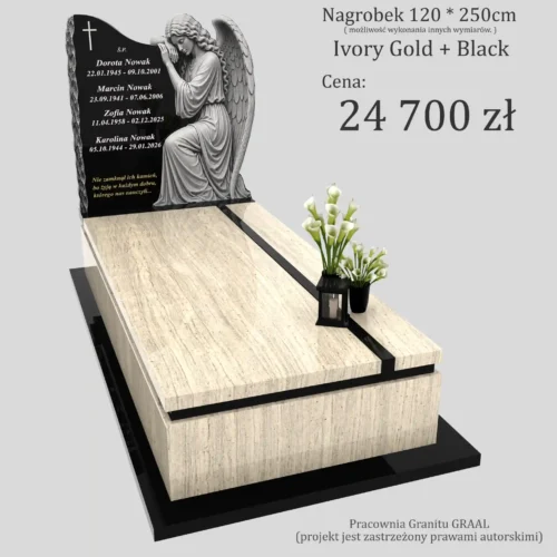 Nagrobek pojedynczy z grawerem anioła K 213