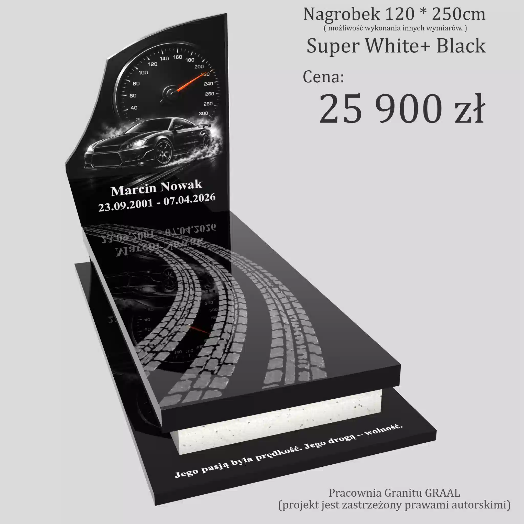 Nagrobek pojedynczy z grawerem samochodu K 212 zdjęcie 33