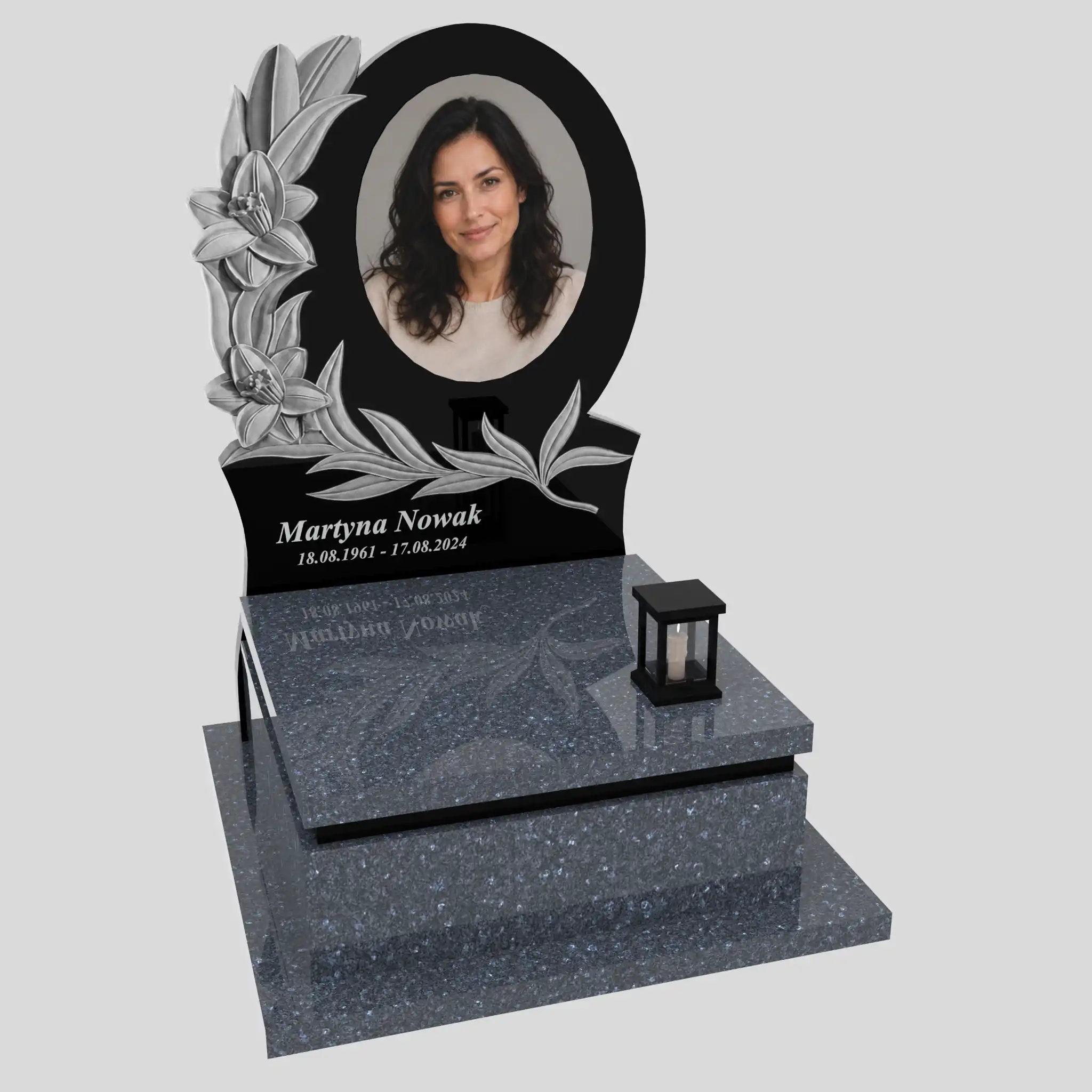 Nagrobek urnowy z rzeźbą kwiatów i zdjęciem U 140 zdjęcie 84