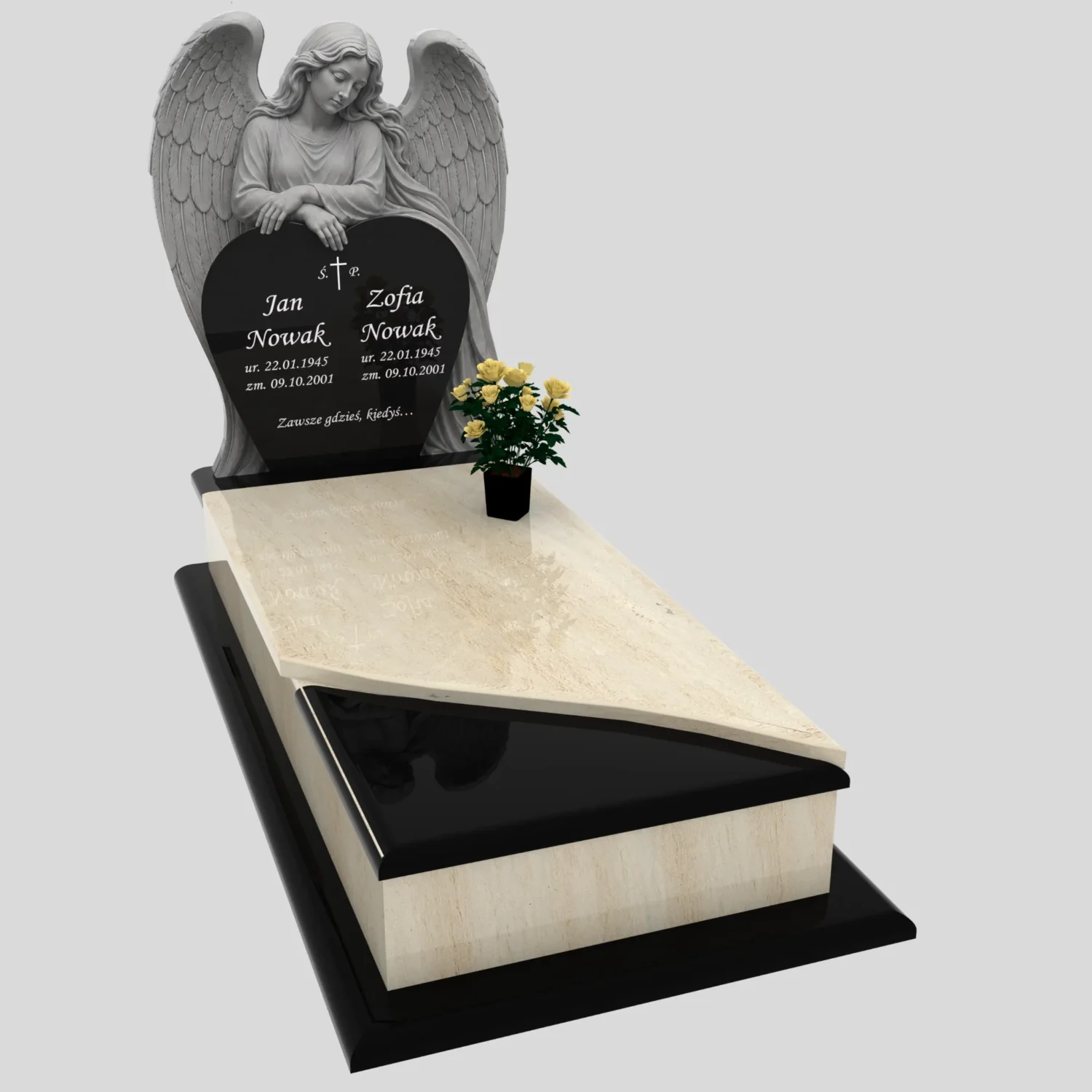 Nagrobek pojedynczy z rzeźbą anioła i sercem CK 198 zdjęcie 87