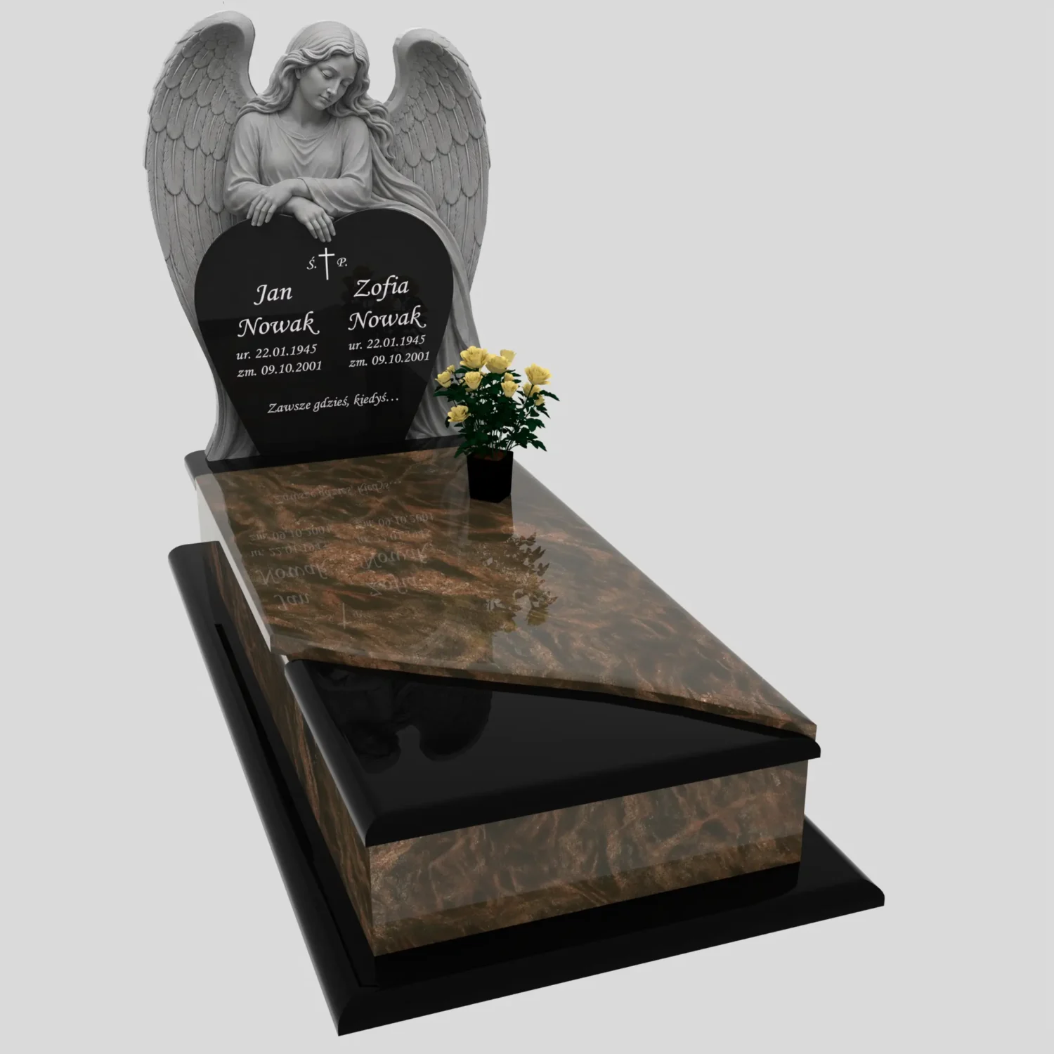Nagrobek pojedynczy z rzeźbą anioła i sercem CK 198 zdjęcie 86